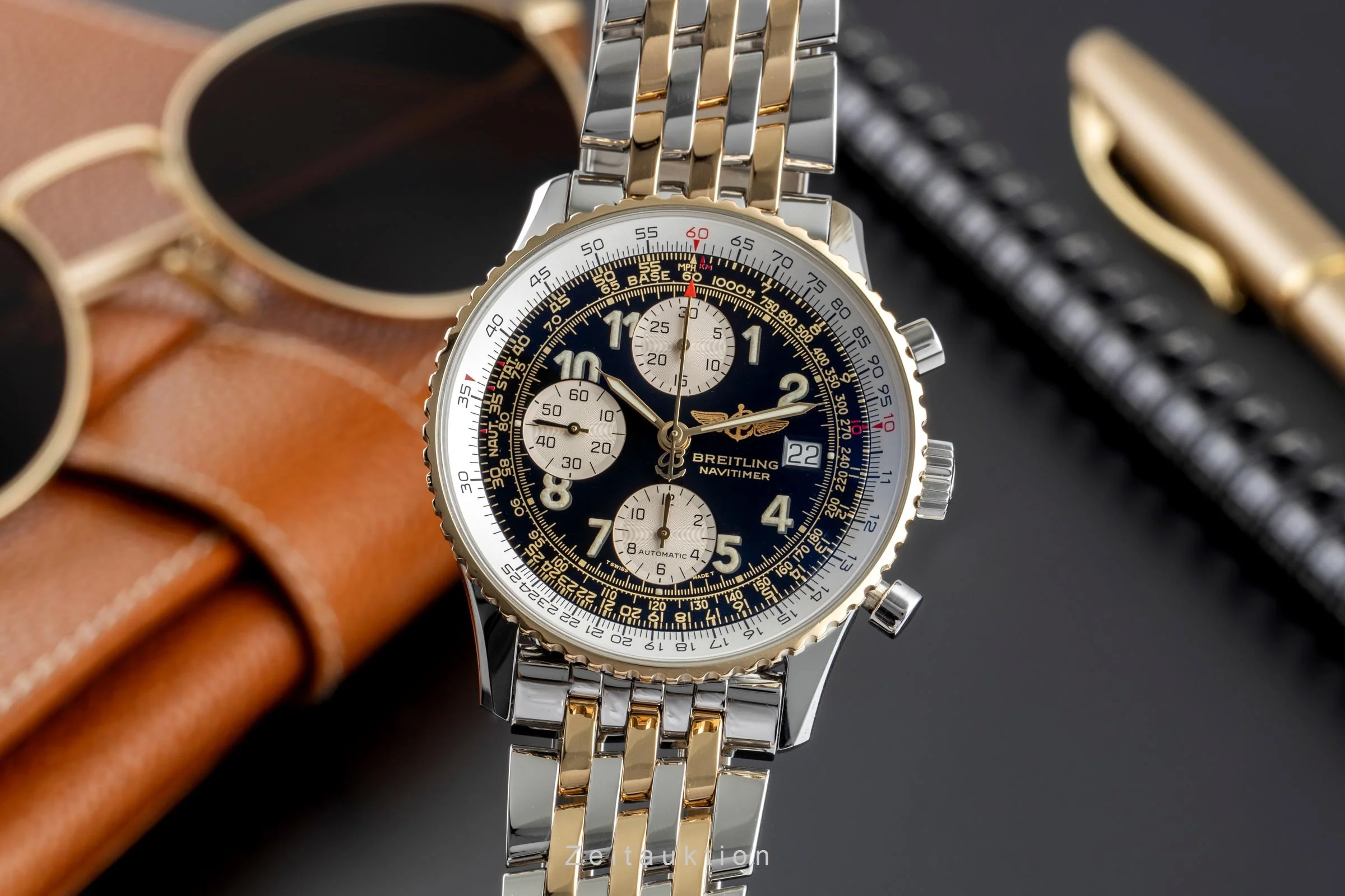 Breitling Old Navitimer chronograph steel / gold automatic men's watch D13022  [2504470] - Image 2