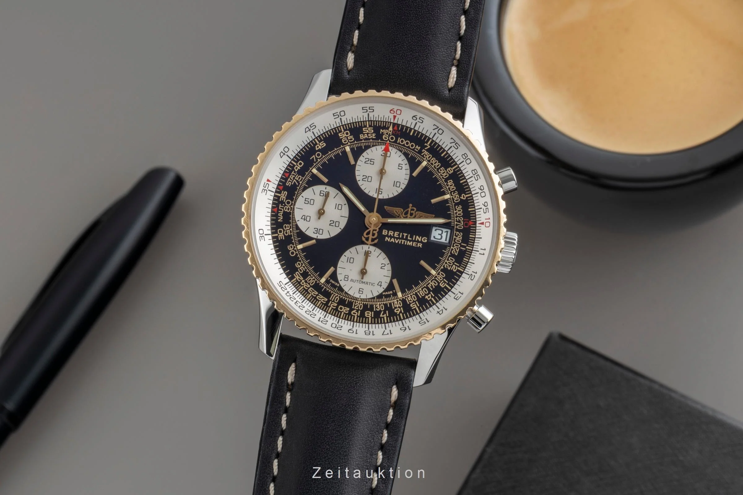 Breitling Old Navitimer chronograph steel / gold automatic men's watch D13022  [2507019] - Image 2