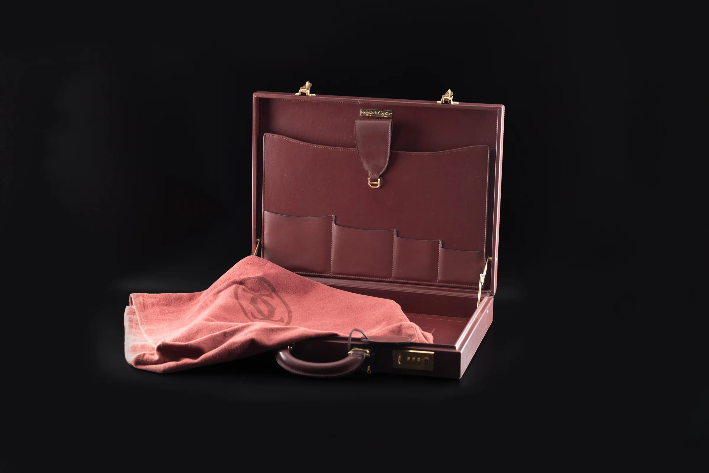 Cartier leather briefcase 24-hour with luggage tag 1980s vintage suitcase[KL26012] - Image 2