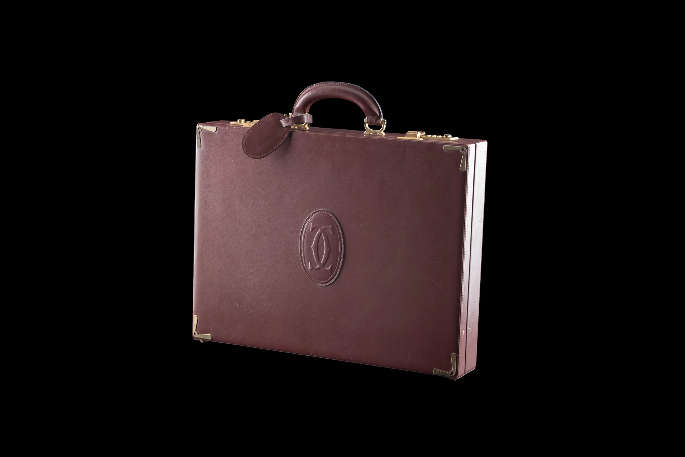 Cartier leather briefcase 24-hour with luggage tag 1980s vintage suitcase[KL26012] - Image 3
