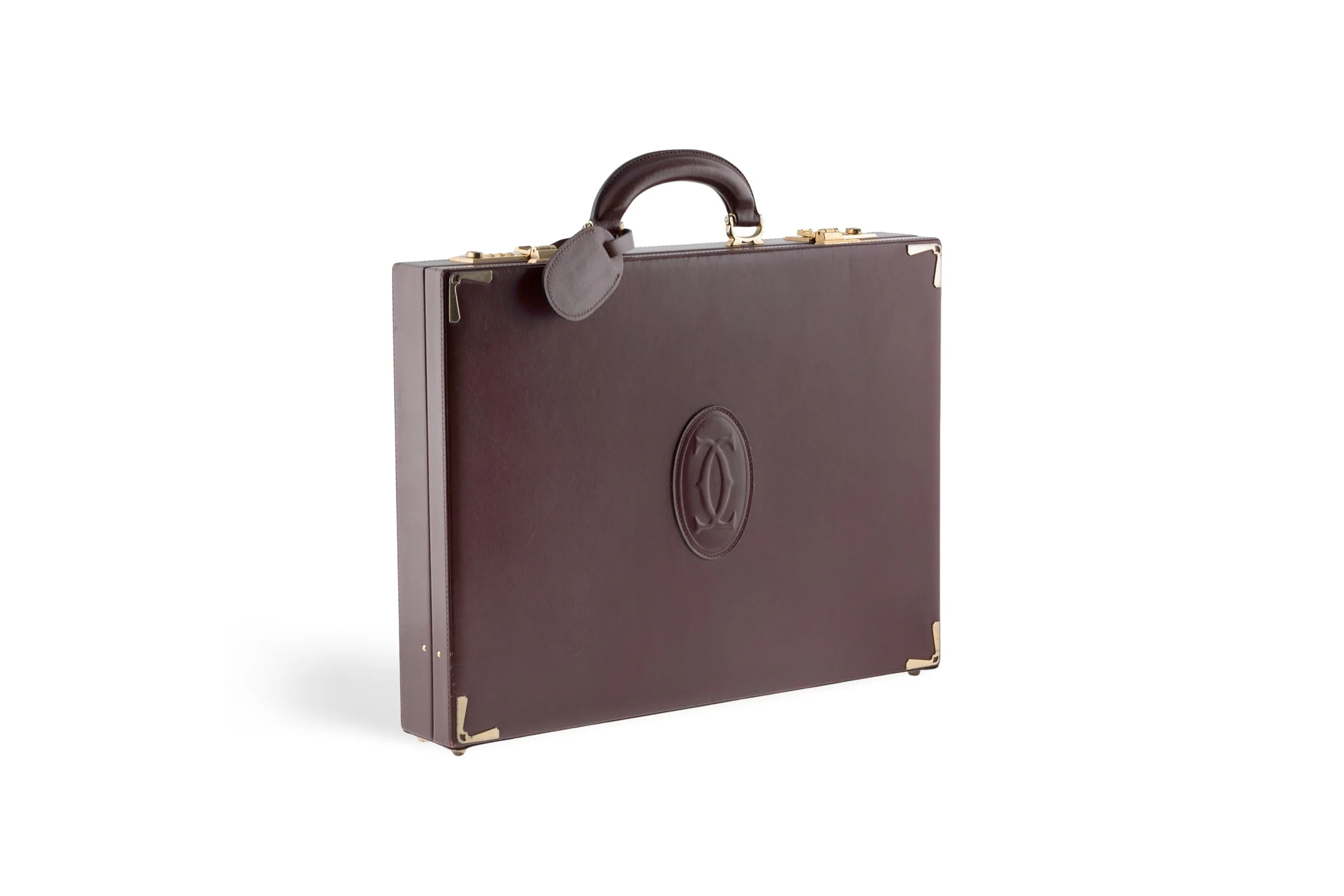 Cartier leather briefcase 24-hour with luggage tag 1980s vintage suitcase[KL26012] - Image 9