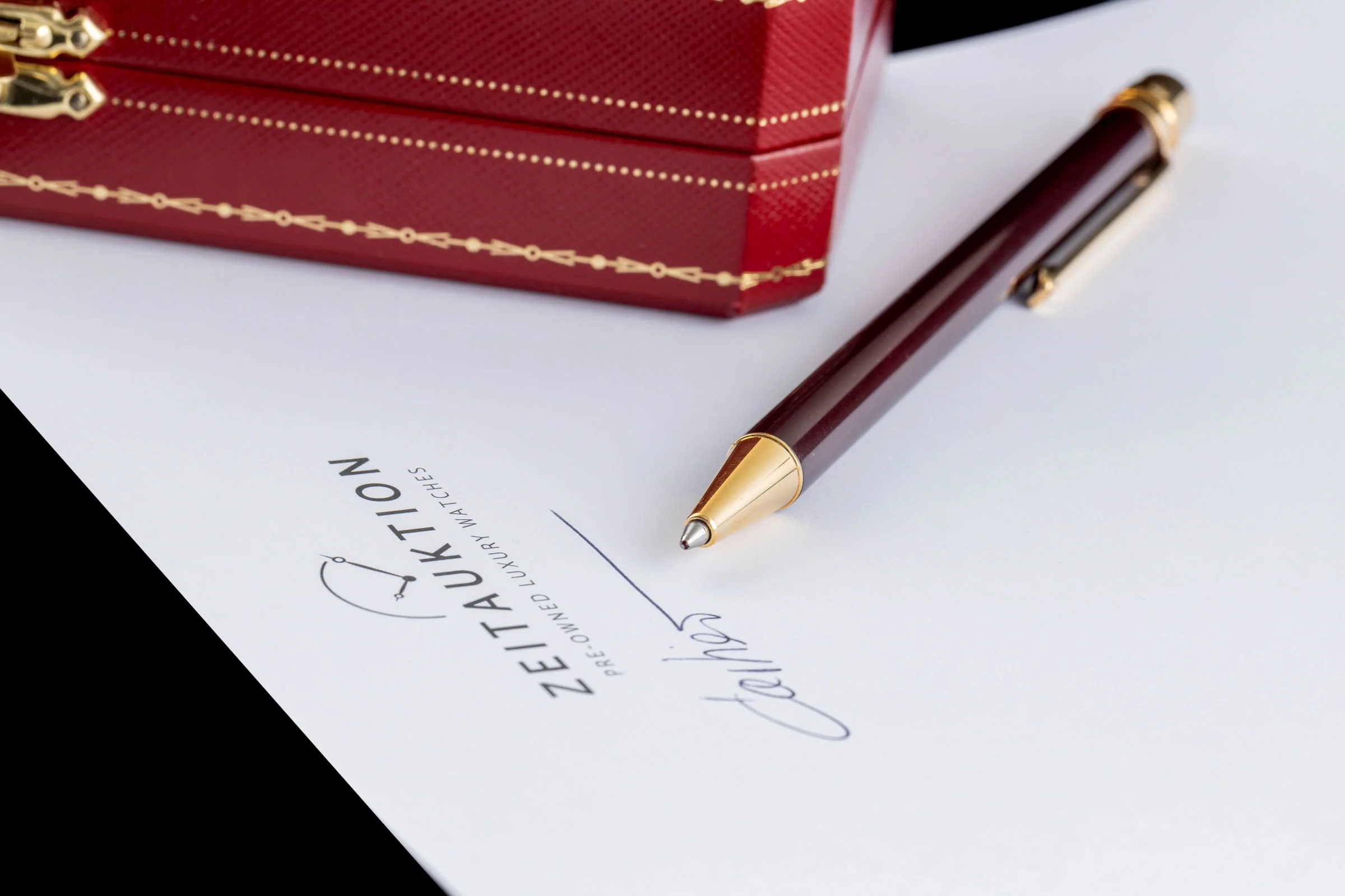 Cartier Must II Santos ballpoint pen lacquer Bordeaux gold-plated Ref. ST 150190[KL25988] - Image 2
