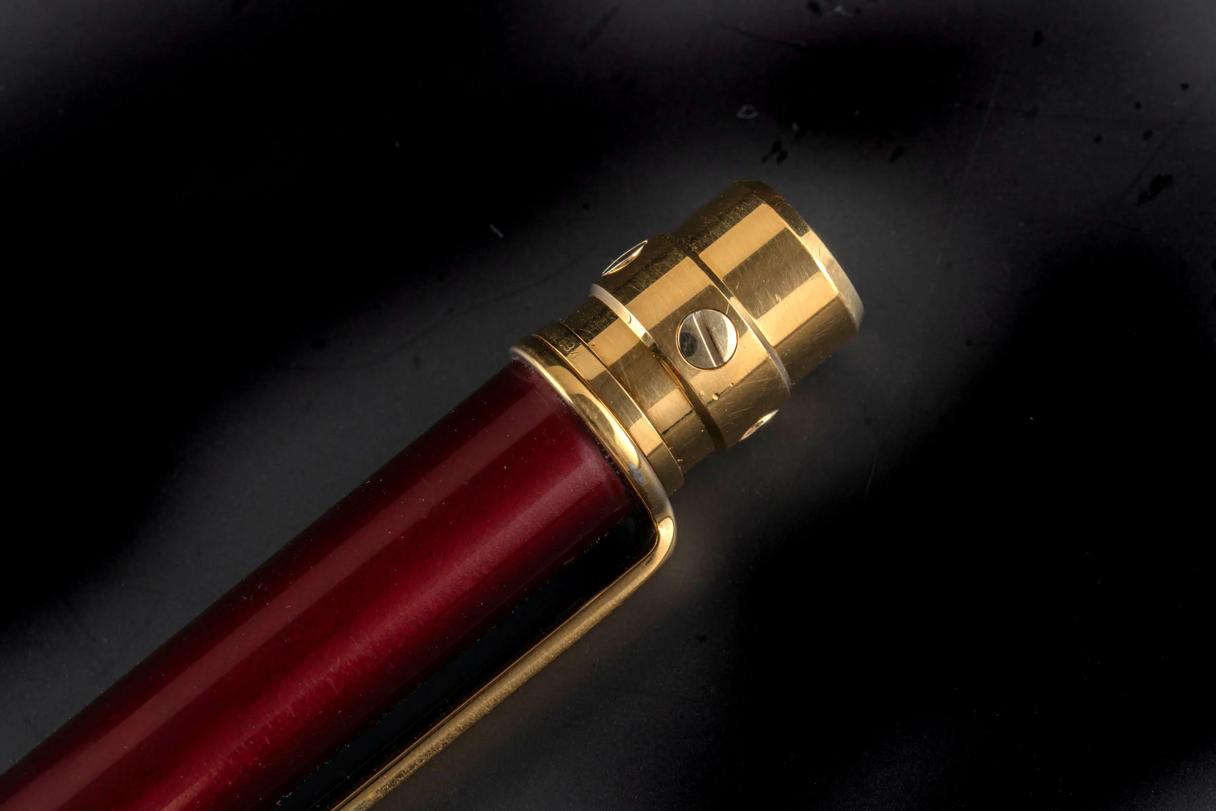 Cartier Must II Santos ballpoint pen lacquer Bordeaux gold-plated Ref. ST 150190[KL25988] - Image 3