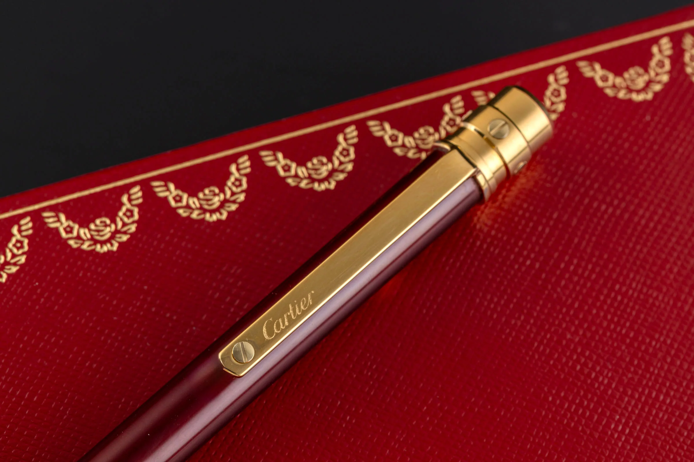 Cartier Must II Santos ballpoint pen lacquer Bordeaux gold-plated Ref. ST 150190[KL25988] - Image 4