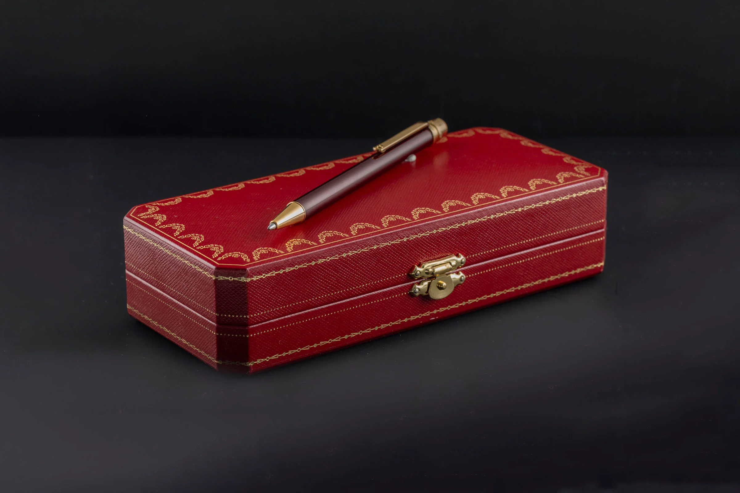 Cartier Must II Santos ballpoint pen lacquer Bordeaux gold-plated Ref. ST 150190[KL25988] - Image 5