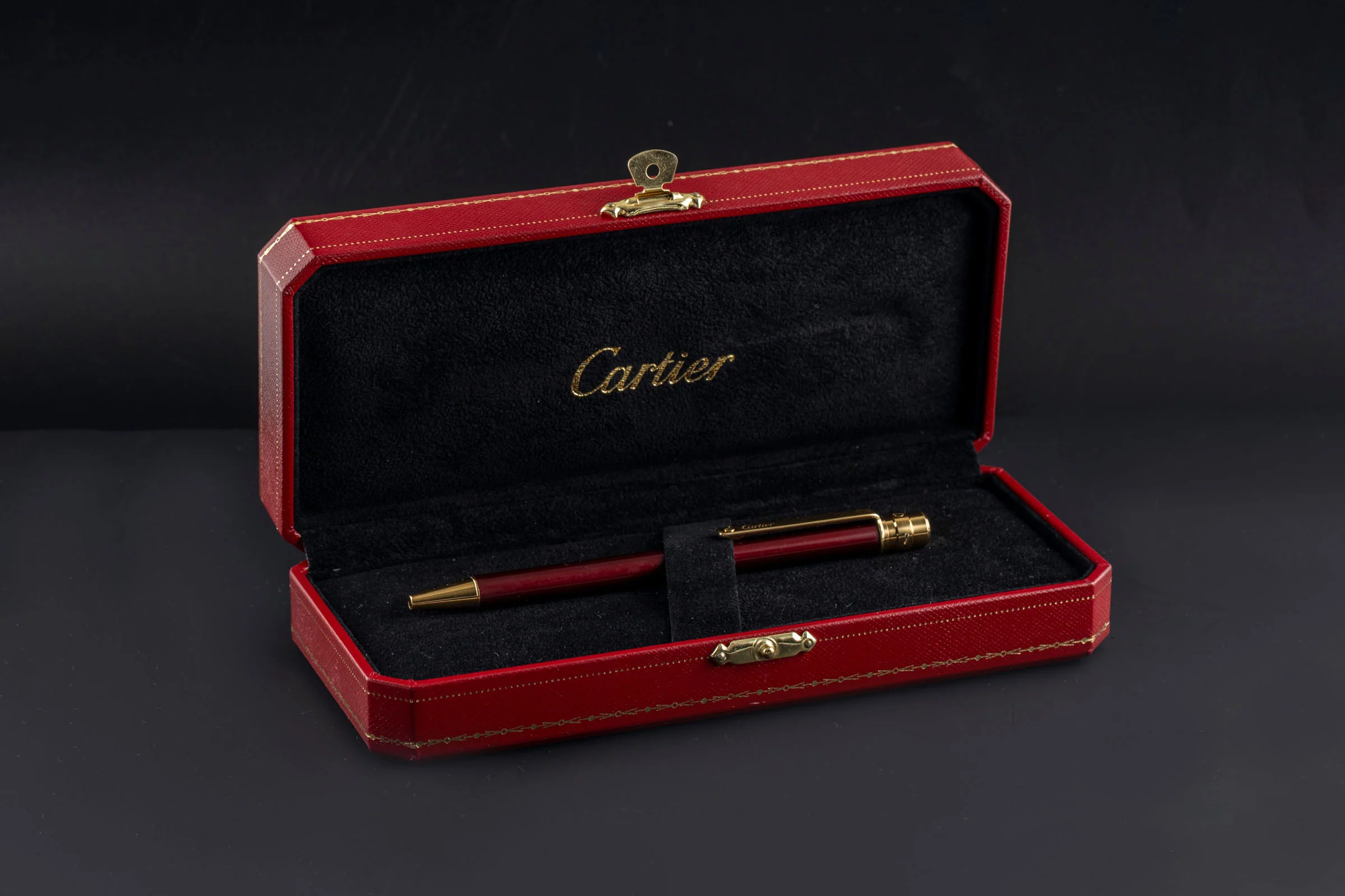 Cartier Must II Santos ballpoint pen lacquer Bordeaux gold-plated Ref. ST 150190[KL25988] - Image 6