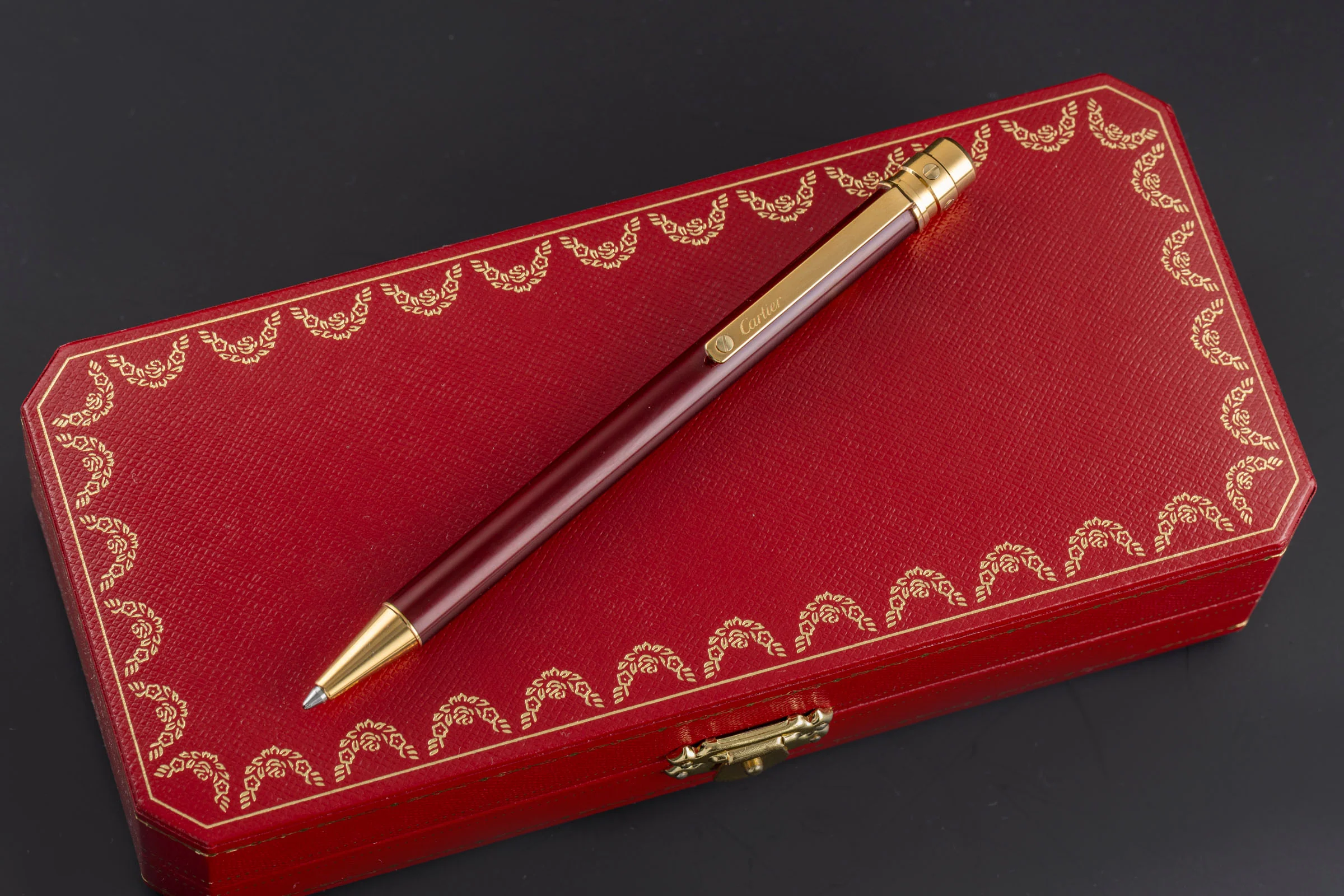 Cartier Must II Santos ballpoint pen lacquer Bordeaux gold-plated Ref. ST 150190[KL25988] - Image 7