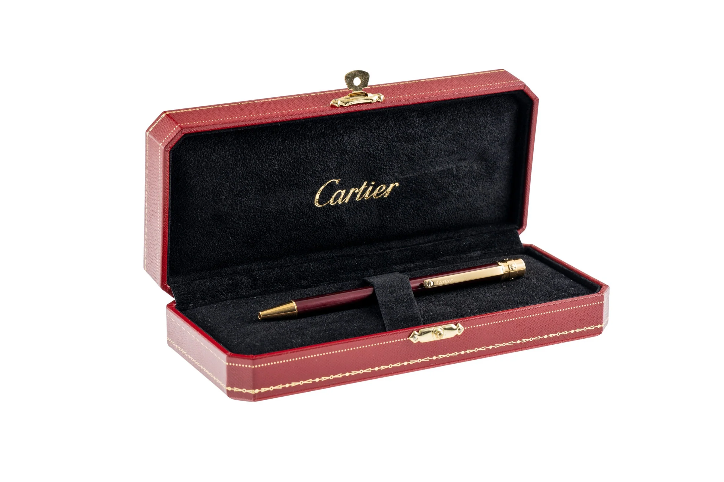 Cartier Must II Santos ballpoint pen lacquer Bordeaux gold-plated Ref. ST 150190[KL25988] - Image 9