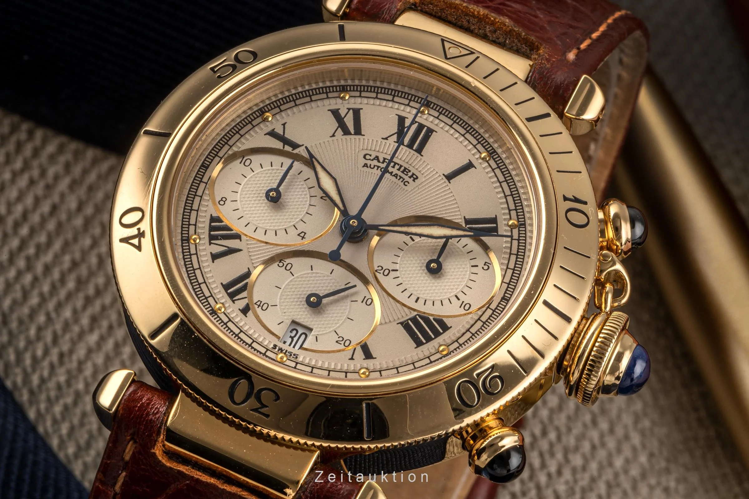 Cartier Pasha chronograph 18 ct gold automatic men's watch 2111, W3007751 LP: 27900EUR  [2304268] - Image 14