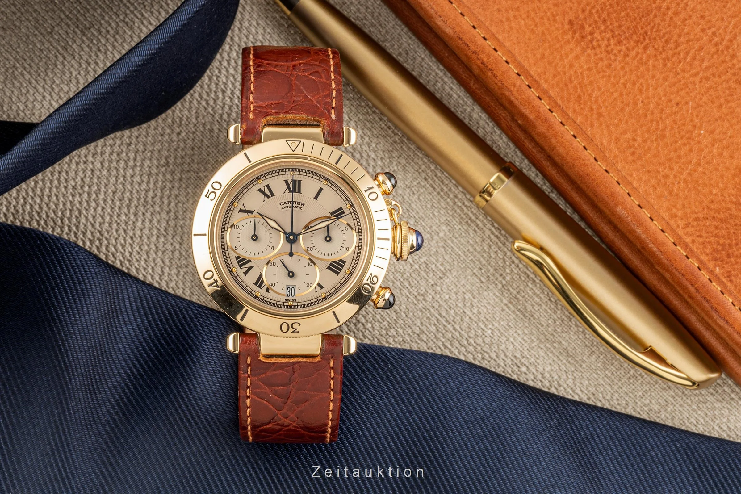 Cartier Pasha chronograph 18 ct gold automatic men's watch 2111, W3007751 LP: 27900EUR  [2304268] - Image 3