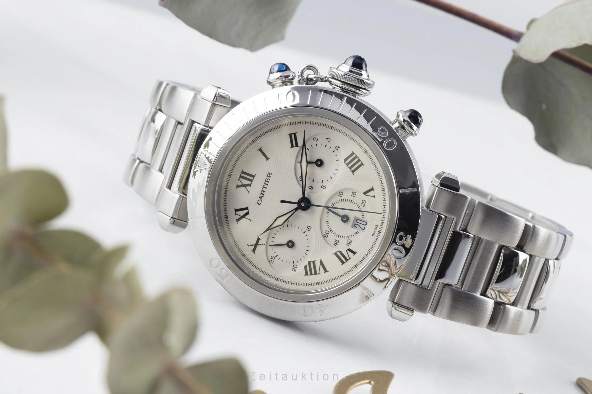 Cartier Pasha chronograph steel quartz men's watch 1050, W31018H3  [2202504] - Image 2