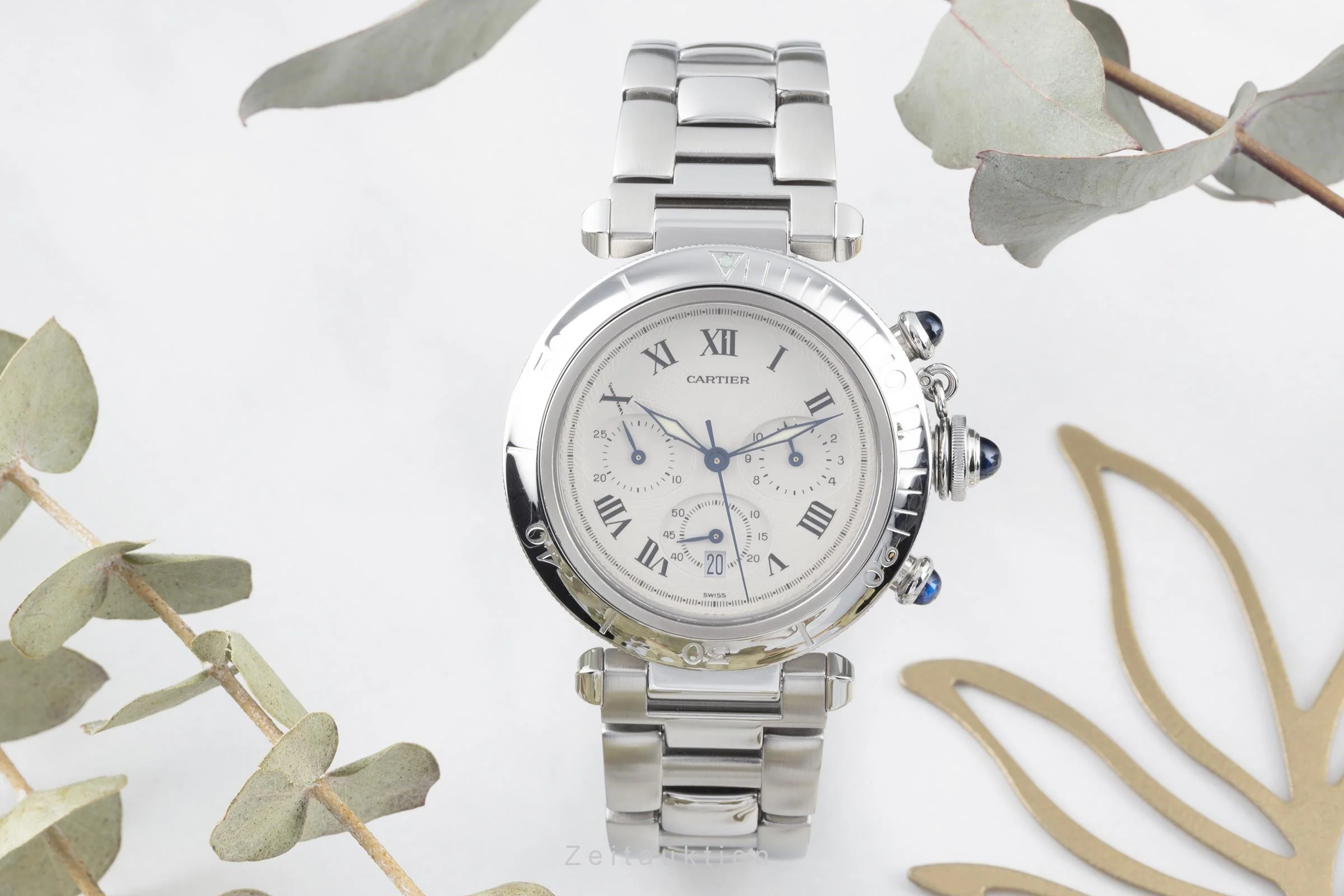 Cartier Pasha chronograph steel quartz men's watch 1050, W31018H3  [2202504] - Image 3