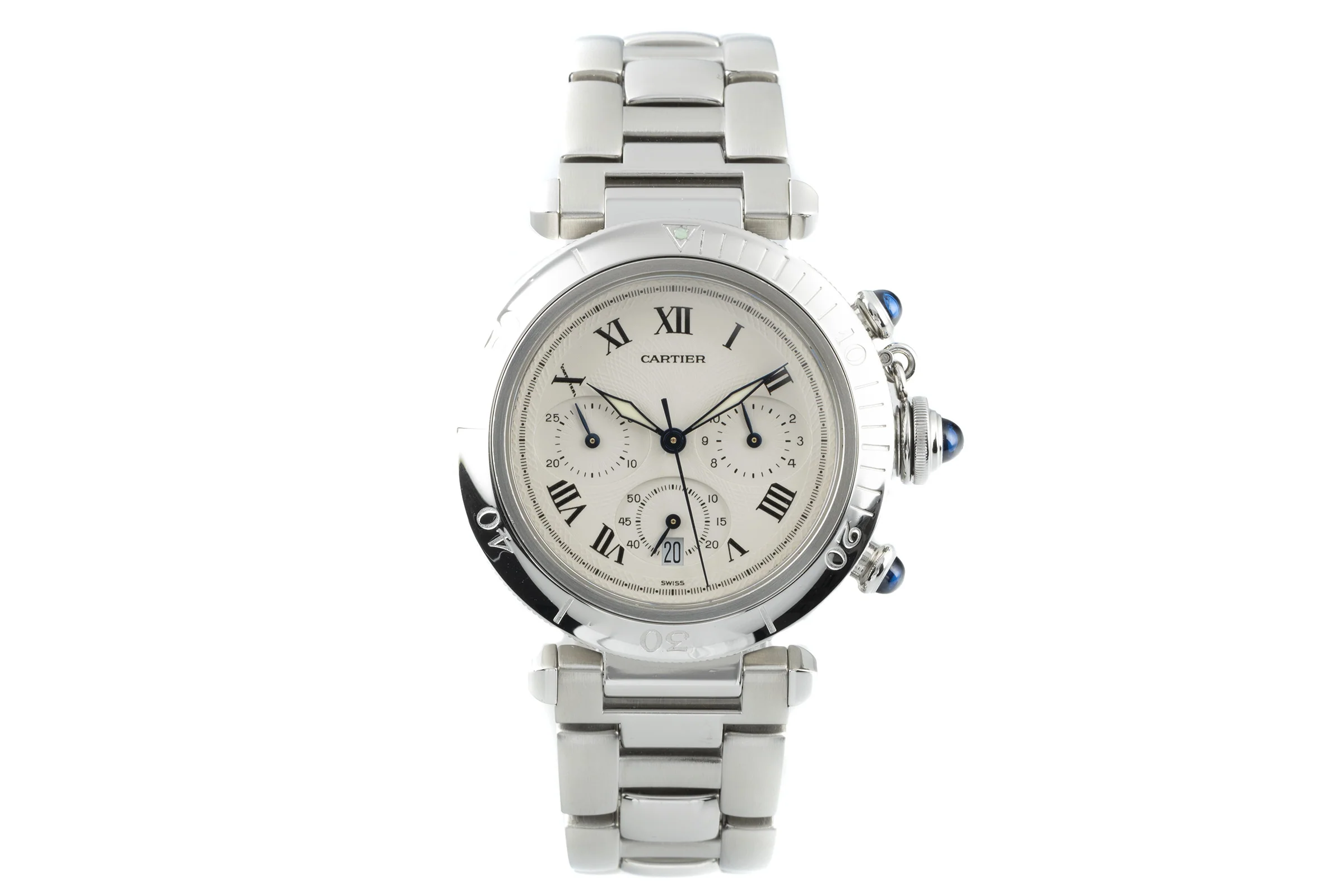 Cartier Pasha chronograph steel quartz men's watch 1050, W31018H3  [2202504] - Image 4