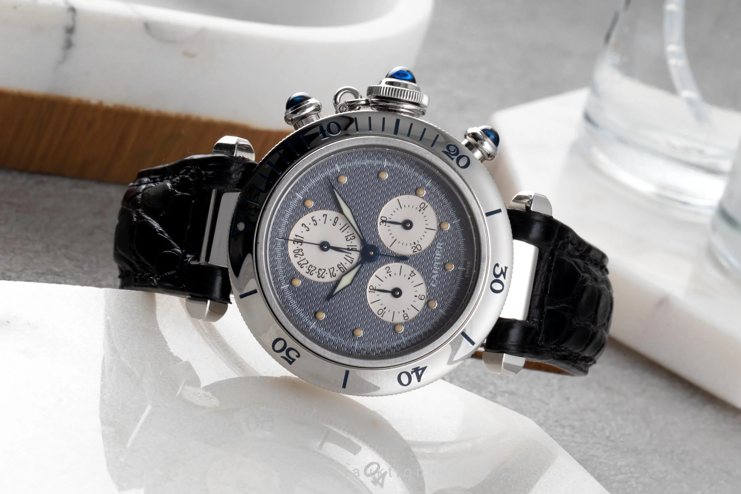 Cartier Pasha chronograph steel quartz men's watch 1352 1  [2107046] - Image 2