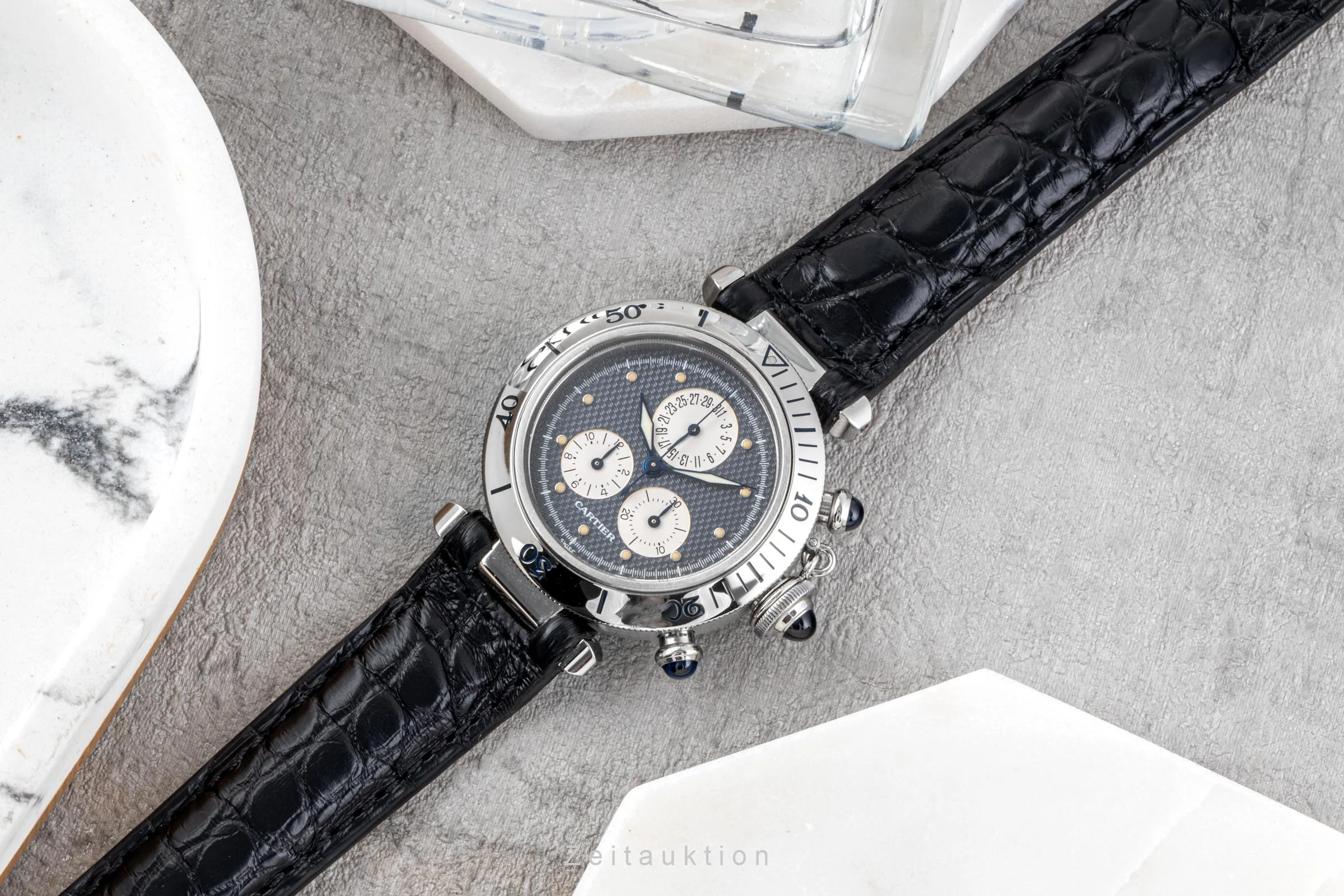 Cartier Pasha chronograph steel quartz men's watch 1352 1  [2107046] - Image 3