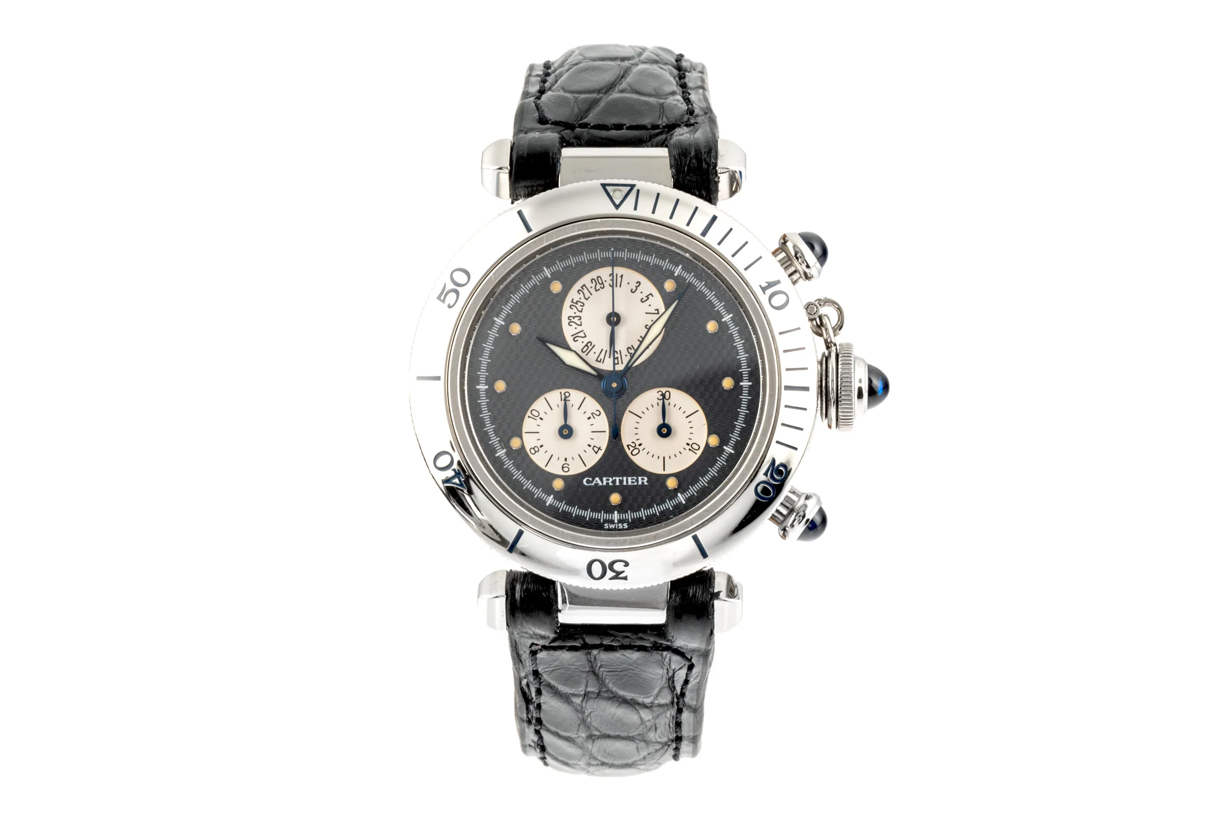 Cartier Pasha chronograph steel quartz men's watch 1352 1  [2107046] - Image 4