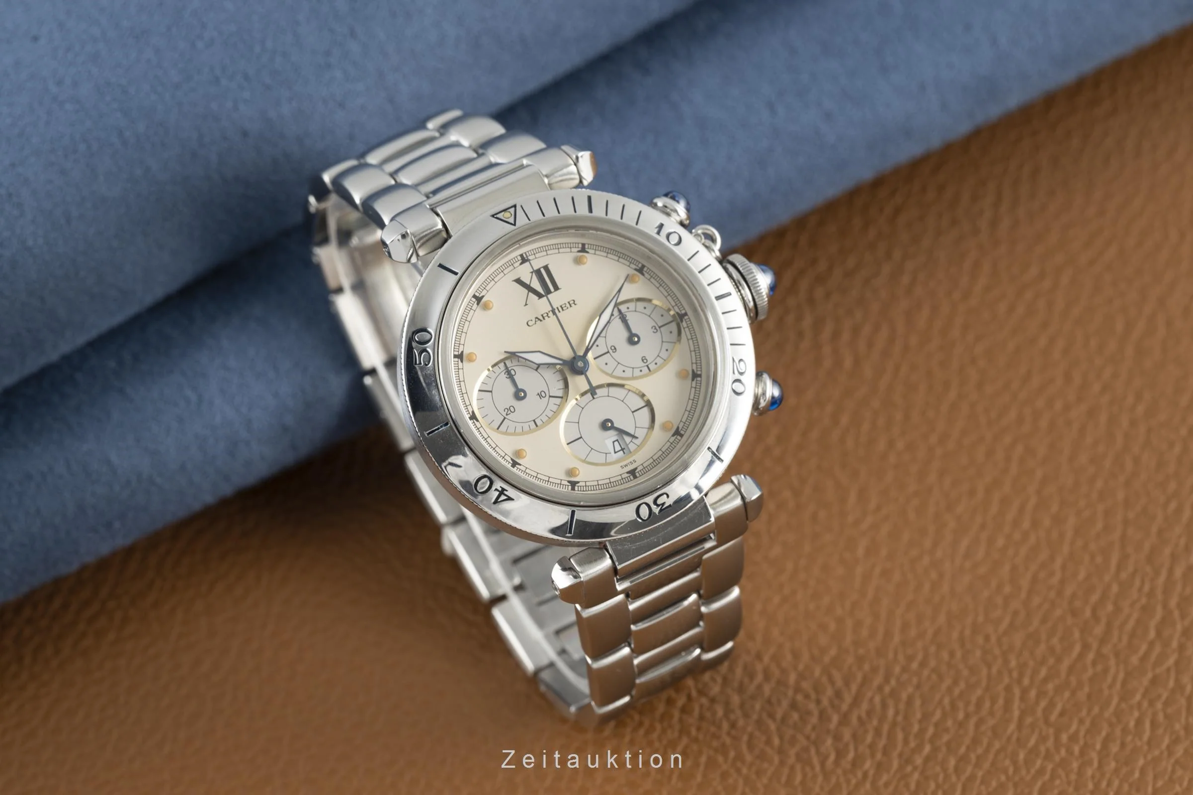 Cartier Pasha chronograph steel quartz men's watch 4030 LP: 9600EUR  [2108900] - Image 3