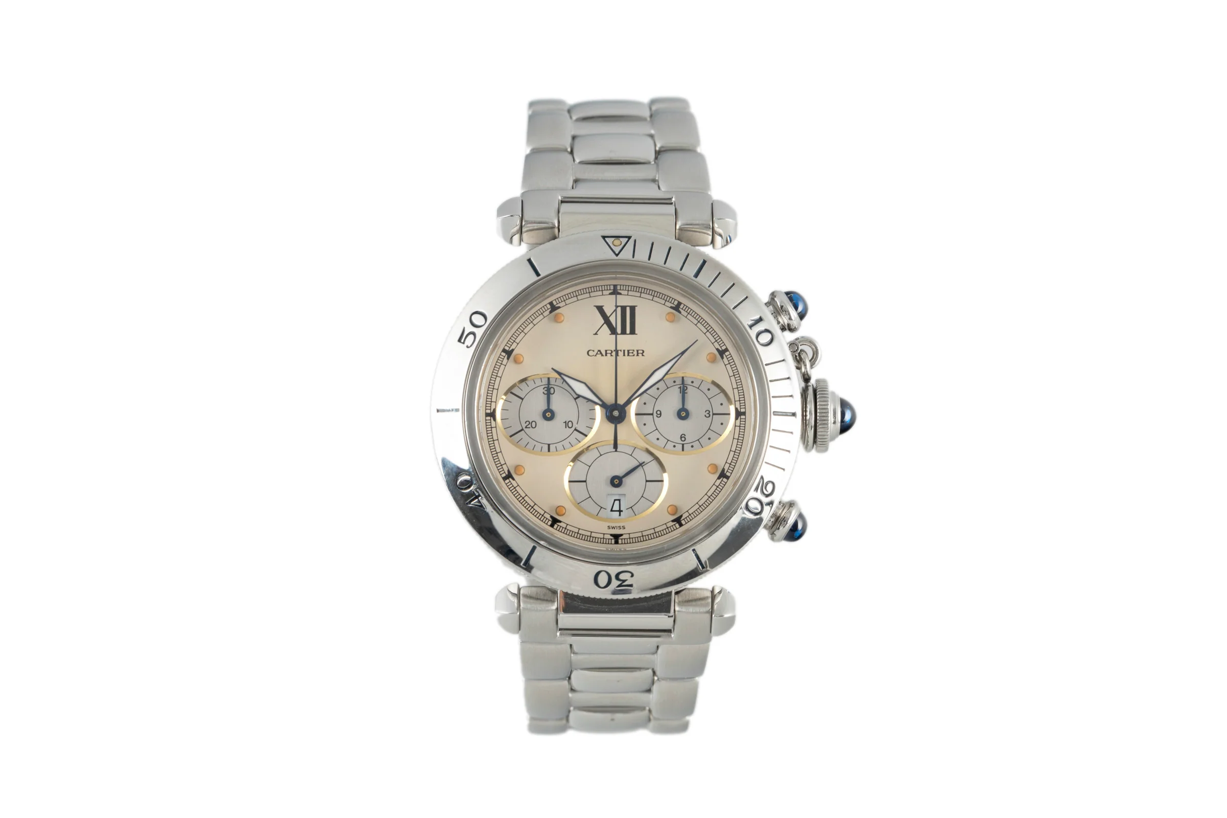 Cartier Pasha chronograph steel quartz men's watch 4030 LP: 9600EUR  [2108900] - Image 4