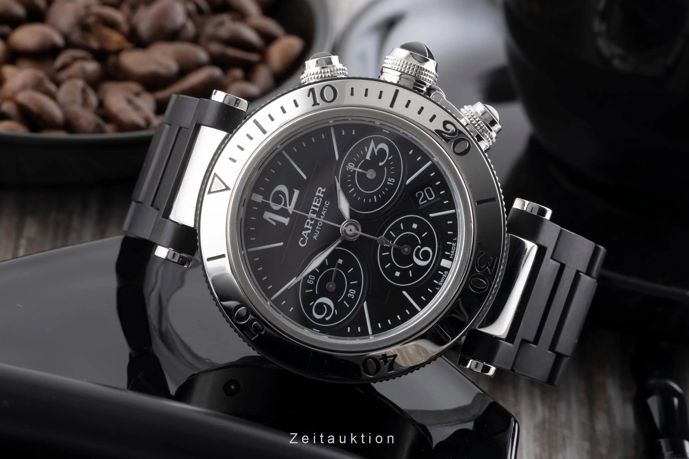 Cartier Pasha Seatimer chronograph ceramic / steel automatic men's watch W31088U2 LP: 11100EUR  [2501071] - Image 3