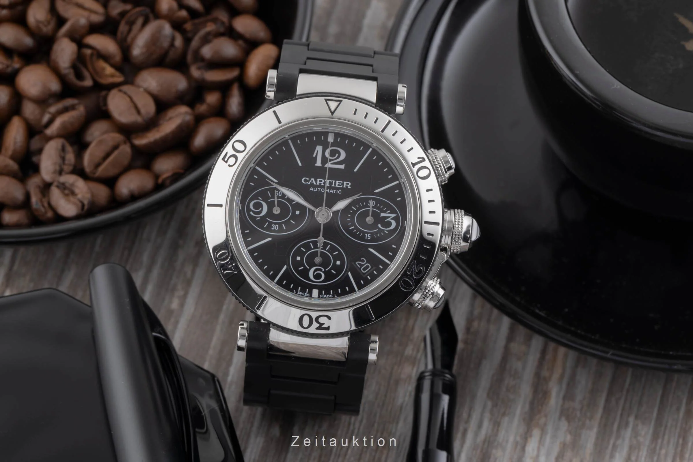 Cartier Pasha Seatimer chronograph ceramic / steel automatic men's watch W31088U2 LP: 11100EUR  [2501071] - Image 4