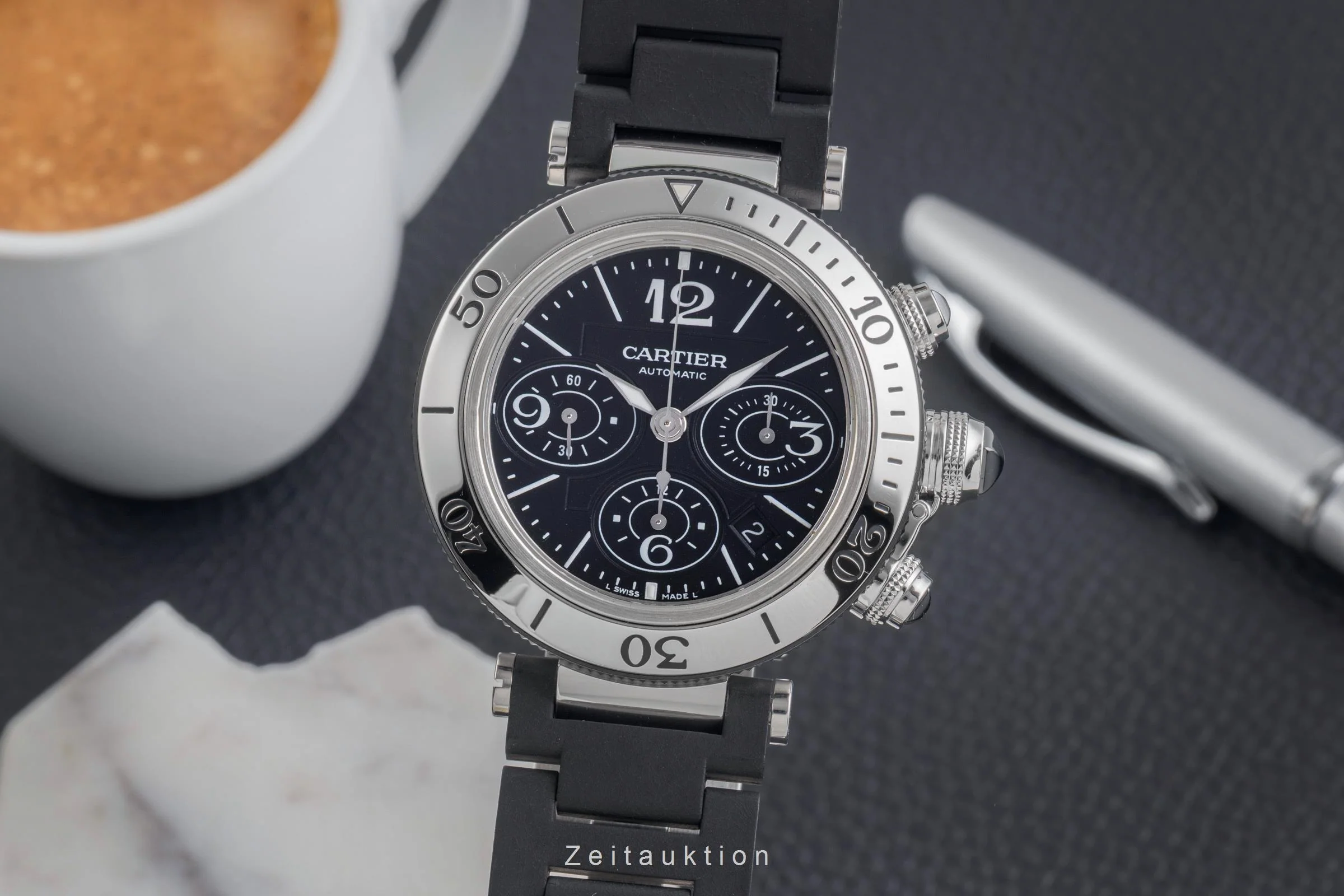 Cartier Pasha Seatimer chronograph steel automatic men's watch W31088U2 LP: 11100EUR  [2503642] - Image 2