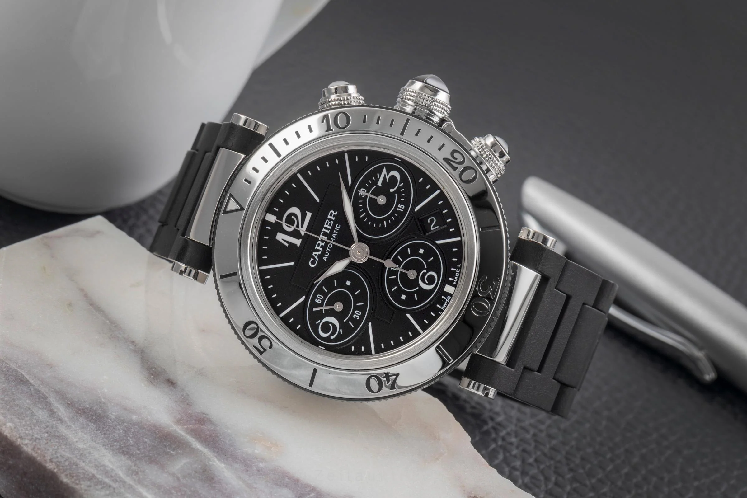 Cartier Pasha Seatimer chronograph steel automatic men's watch W31088U2 LP: 11100EUR  [2503642] - Image 3