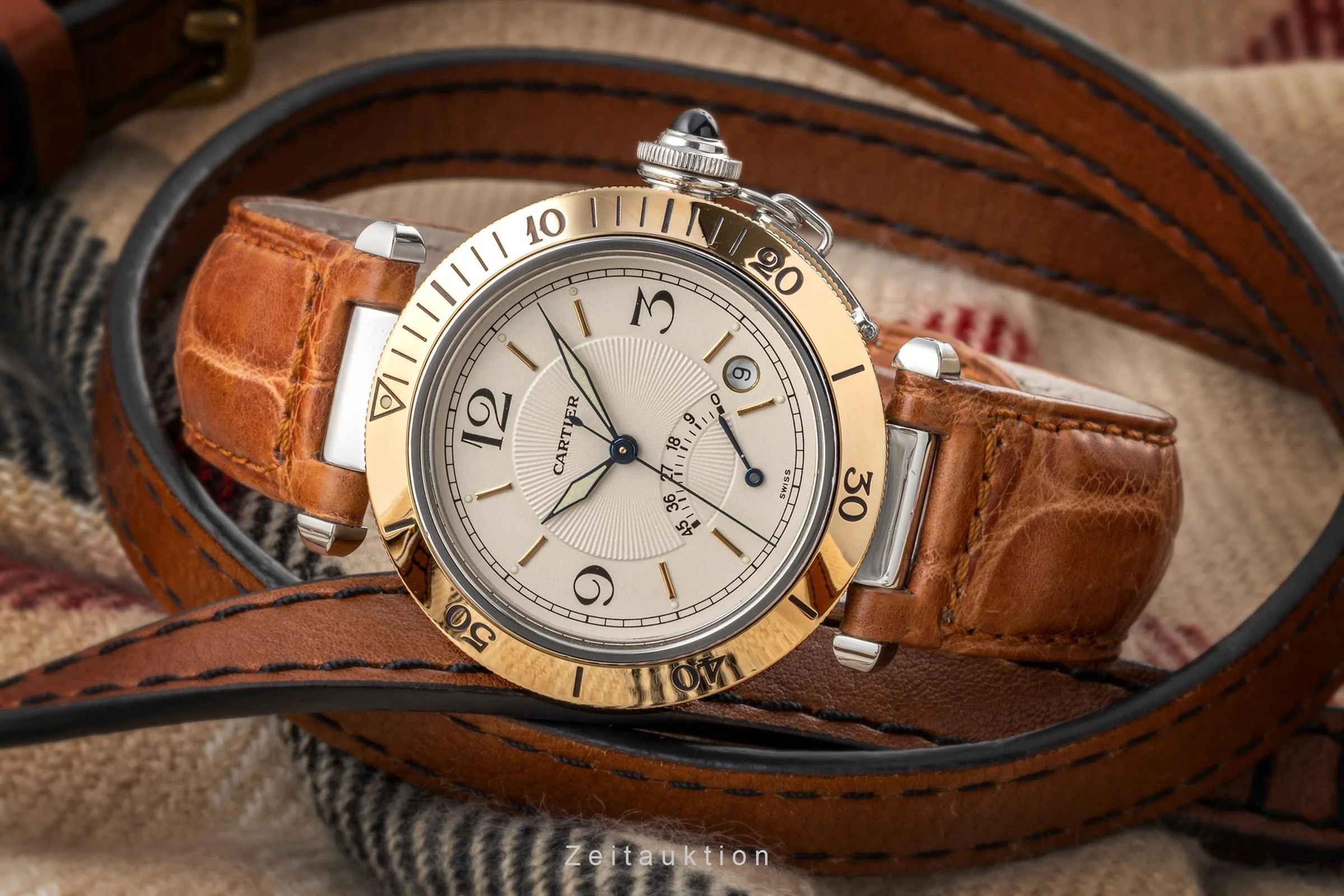 Cartier Pasha steel / gold automatic men's watch W3101255  1033  [2302035] - Image 2