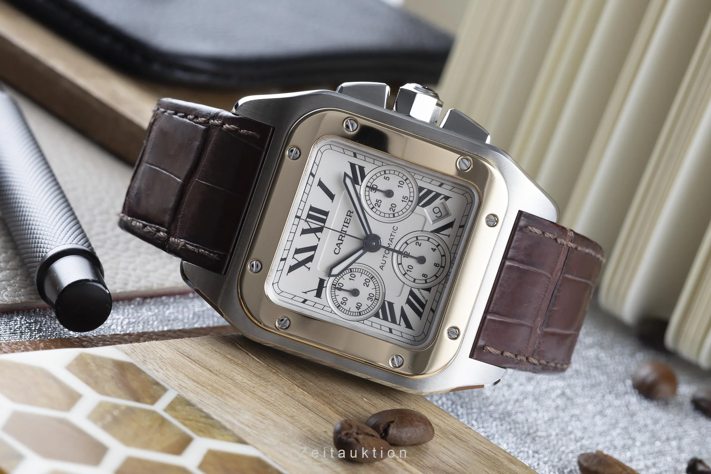 Cartier Santos 100 chronograph steel / gold automatic men's watch 2740 LP: 14300EUR  [2204341] - Image 2