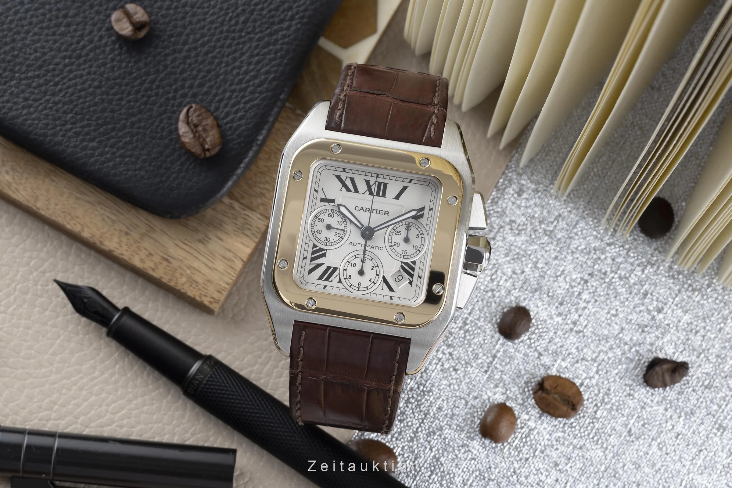 Cartier Santos 100 chronograph steel / gold automatic men's watch 2740 LP: 14300EUR  [2204341] - Image 3