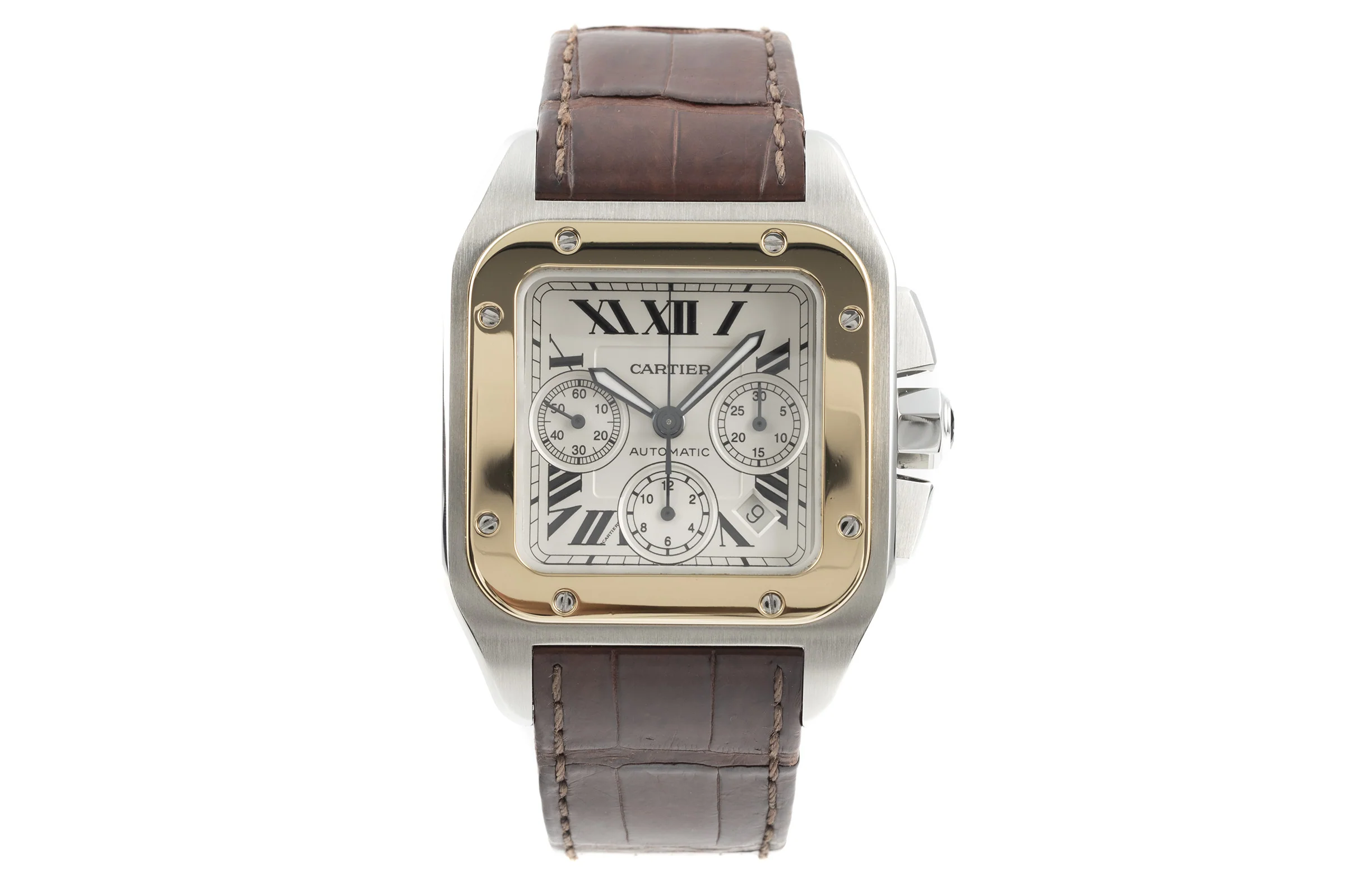 Cartier Santos 100 chronograph steel / gold automatic men's watch 2740 LP: 14300EUR  [2204341] - Image 4
