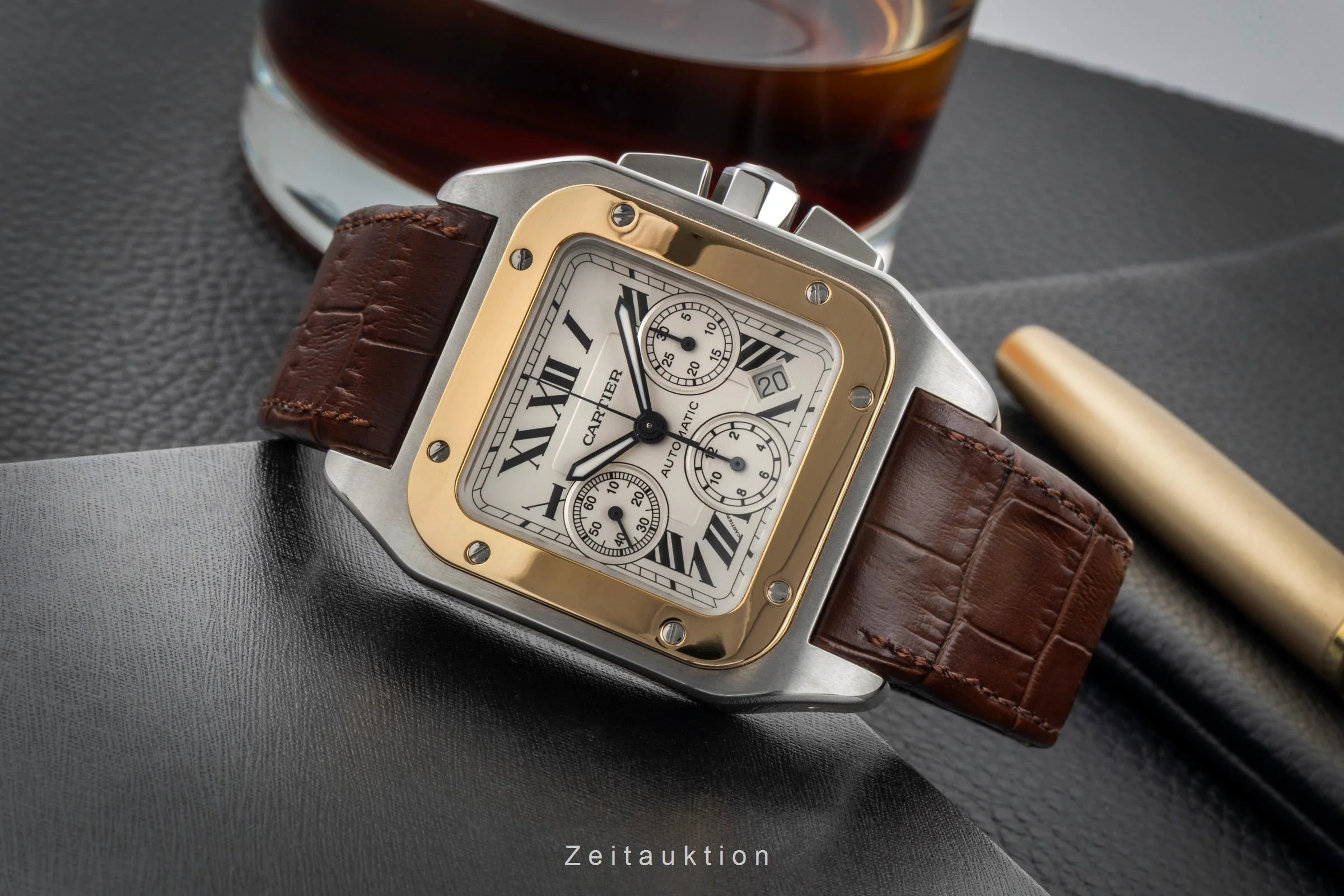 Cartier Santos 100 chronograph steel / gold automatic men's watch W20091X7  [2600828] - Image 3