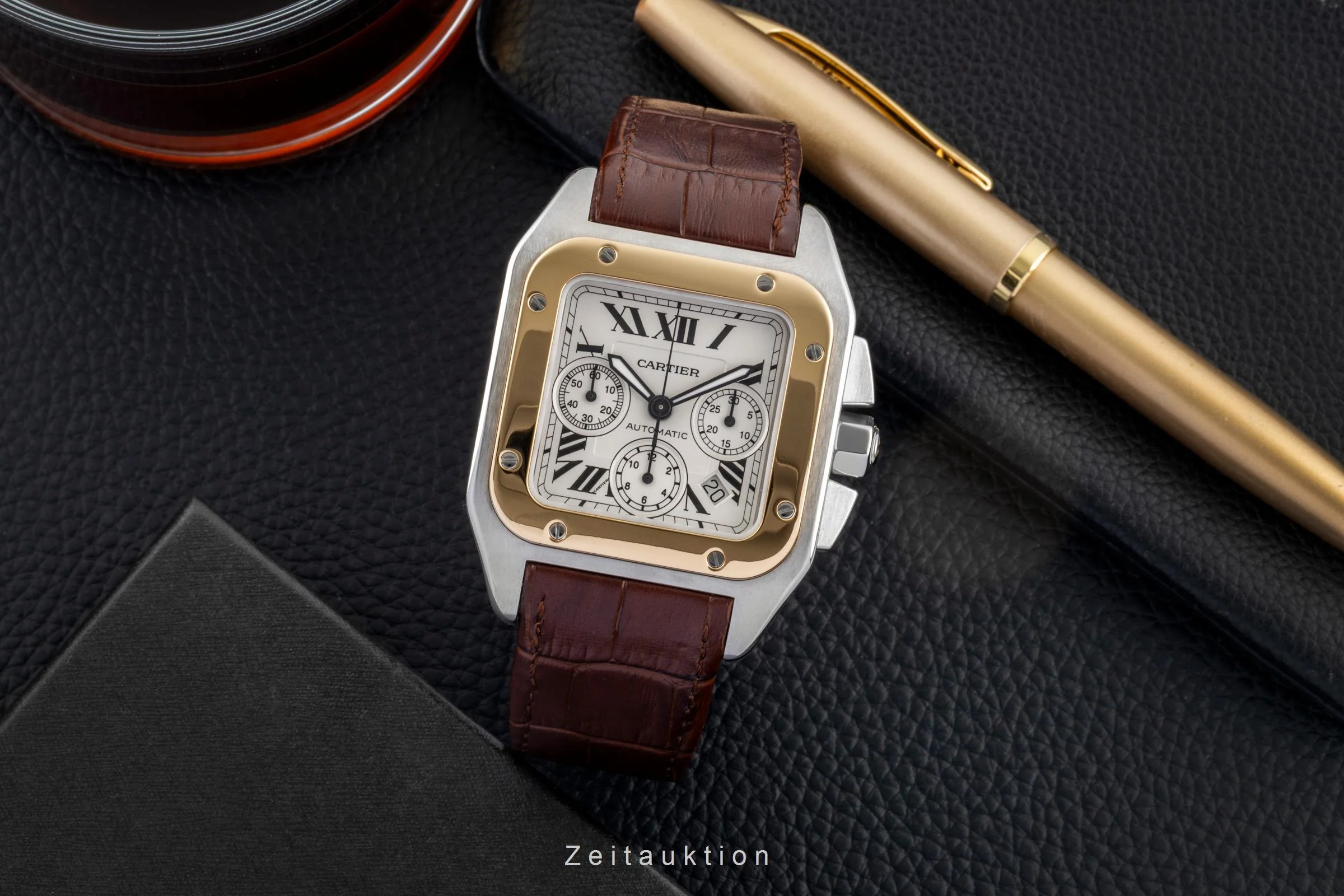 Cartier Santos 100 chronograph steel / gold automatic men's watch W20091X7  [2600828] - Image 4