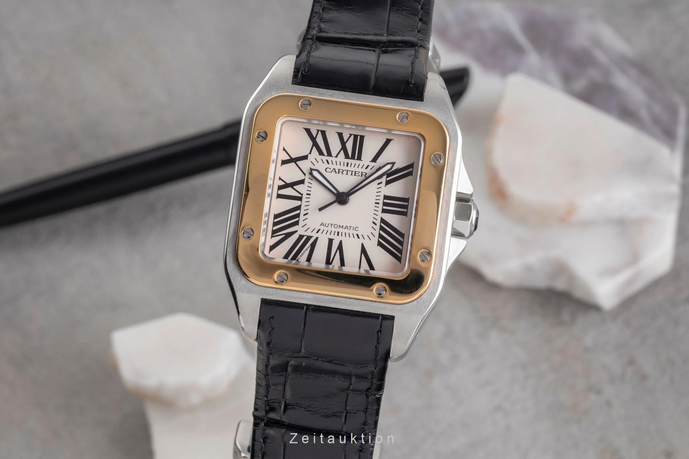 Cartier Santos 100 steel / gold automatic men's watch W20072X7  [2504420] - Image 2