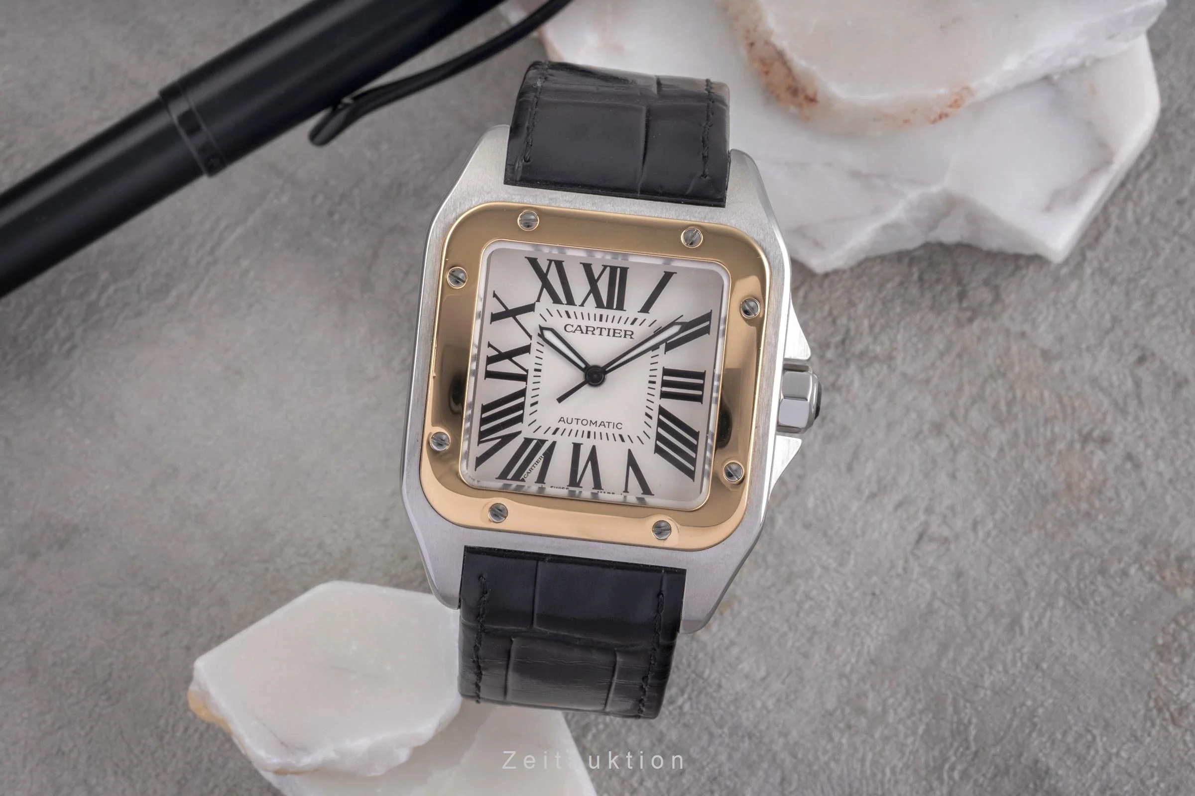 Cartier Santos 100 steel / gold automatic men's watch W20072X7  [2504420] - Image 4
