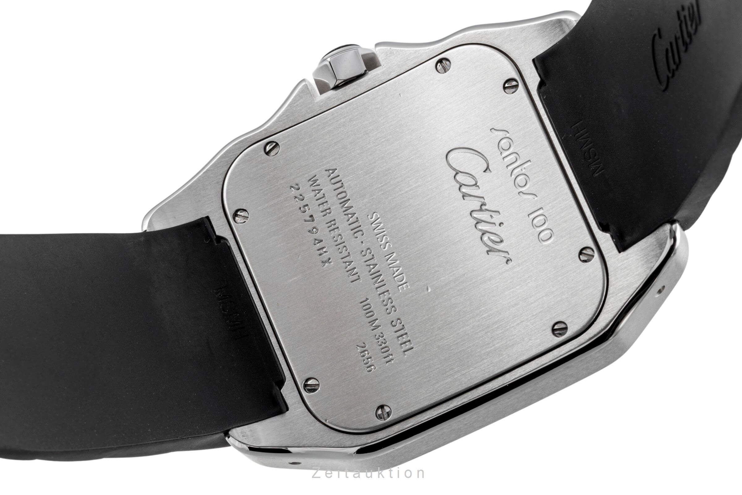 Cartier Santos 100 Steel / rubber automatic men's watch W20121U2, 2656  [2403311] - Image 10