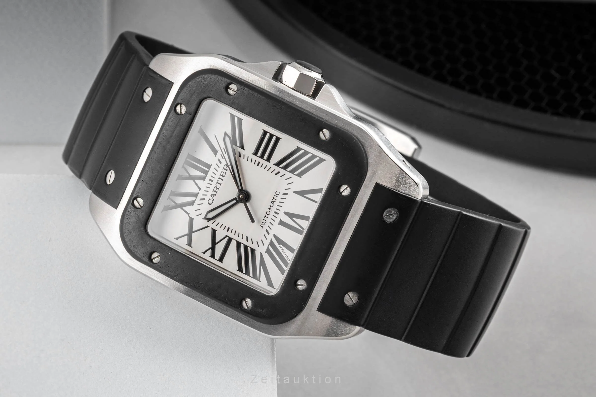 Cartier Santos 100 Steel / rubber automatic men's watch W20121U2, 2656  [2403311] - Image 2