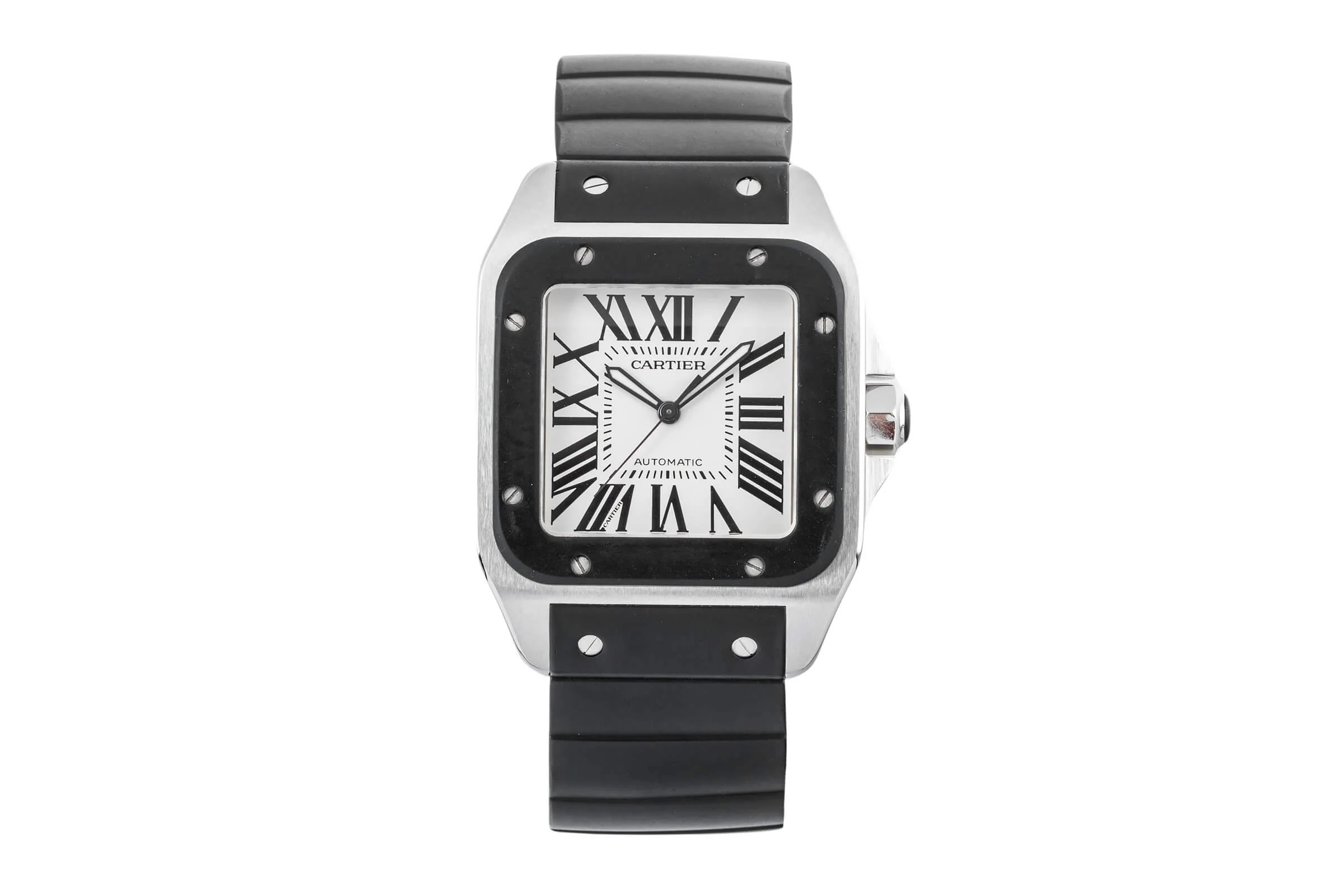 Cartier Santos 100 Steel / rubber automatic men's watch W20121U2, 2656  [2403311] - Image 4