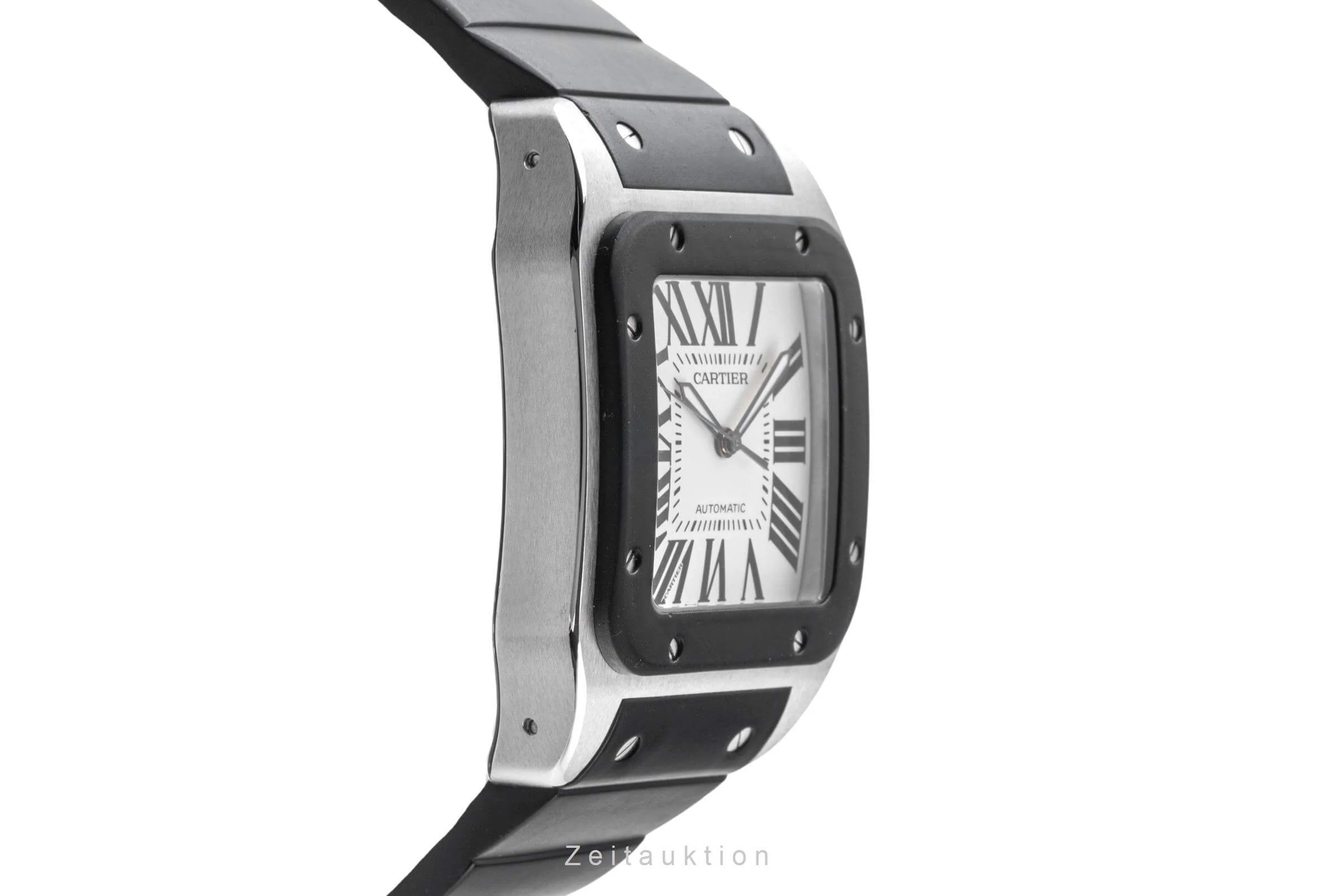 Cartier Santos 100 Steel / rubber automatic men's watch W20121U2, 2656  [2403311] - Image 6