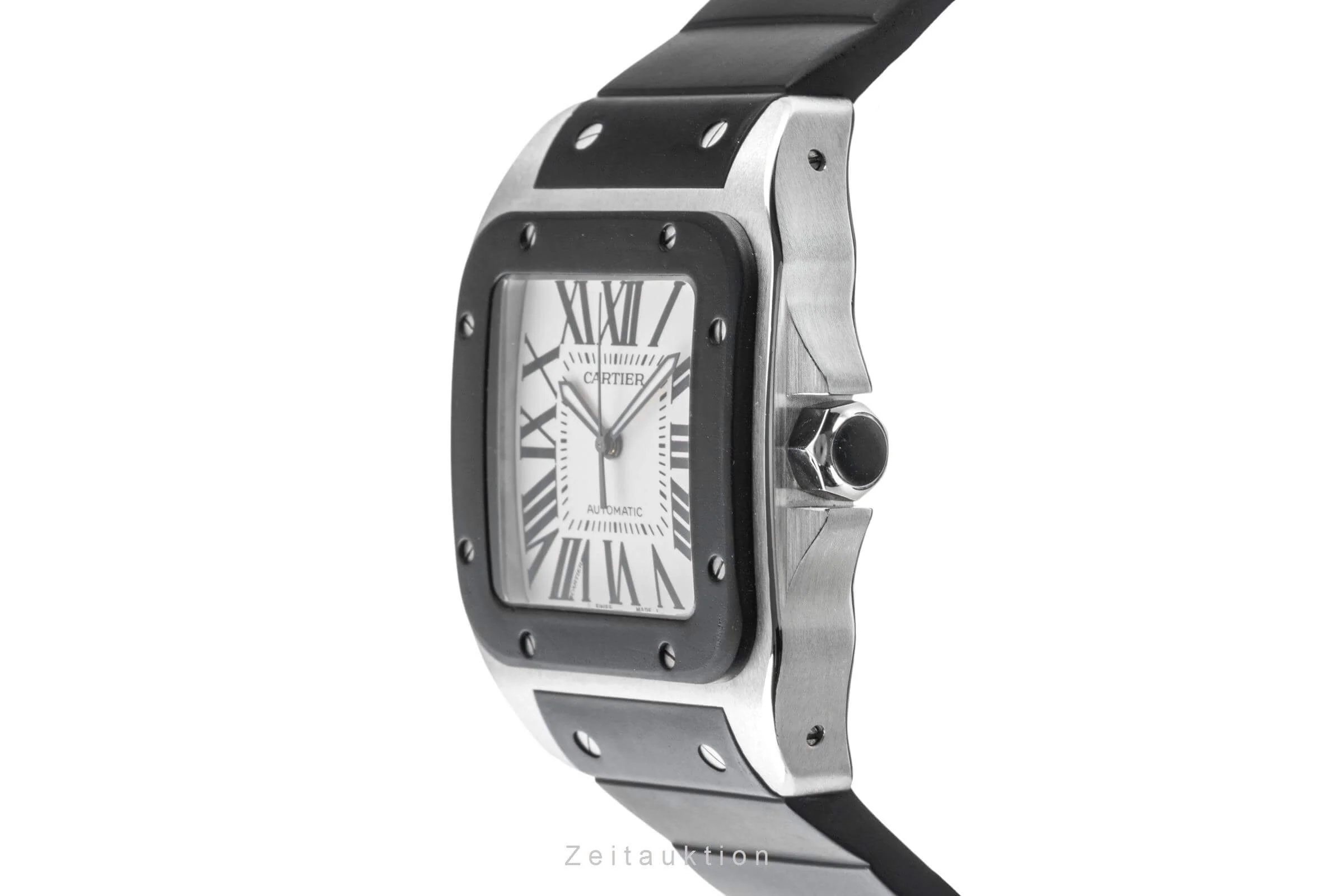 Cartier Santos 100 Steel / rubber automatic men's watch W20121U2, 2656  [2403311] - Image 7