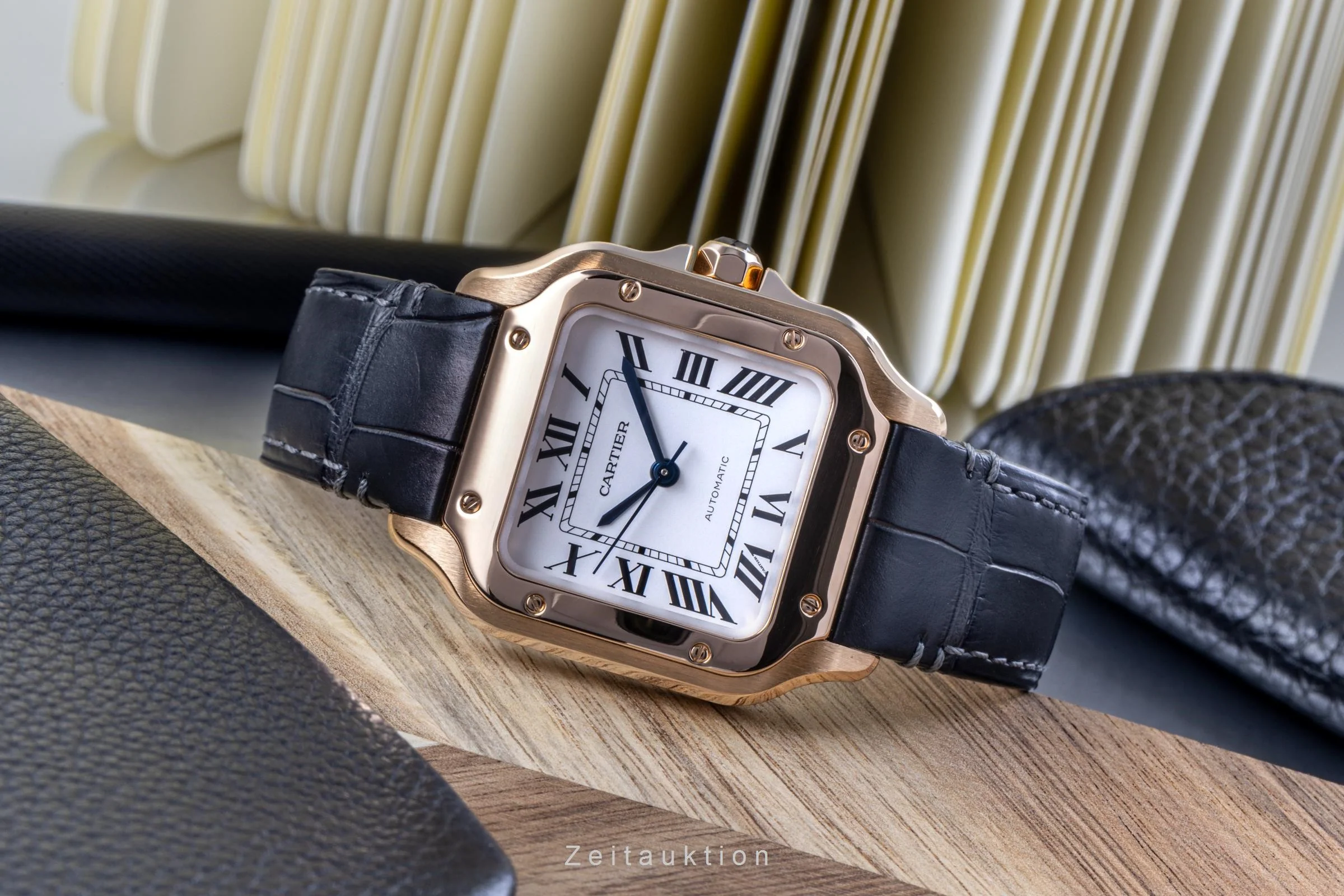 Cartier Santos 18 ct red gold automatic men's watch 4074, WGSA0012  [2204910] - Image 2
