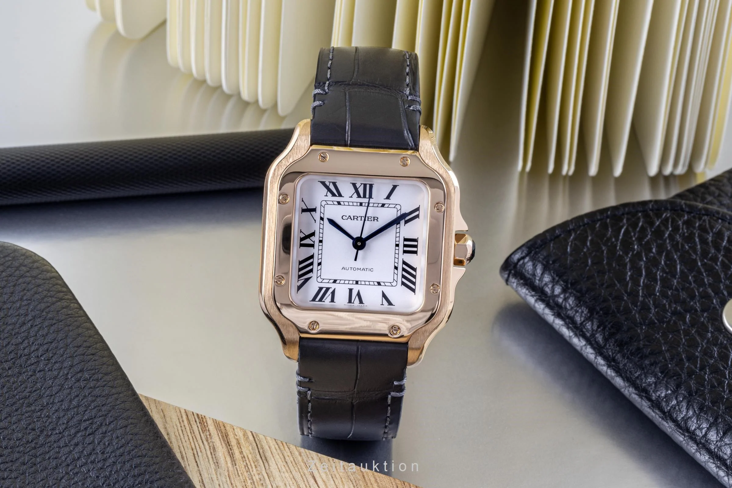 Cartier Santos 18 ct red gold automatic men's watch 4074, WGSA0012  [2204910] - Image 3