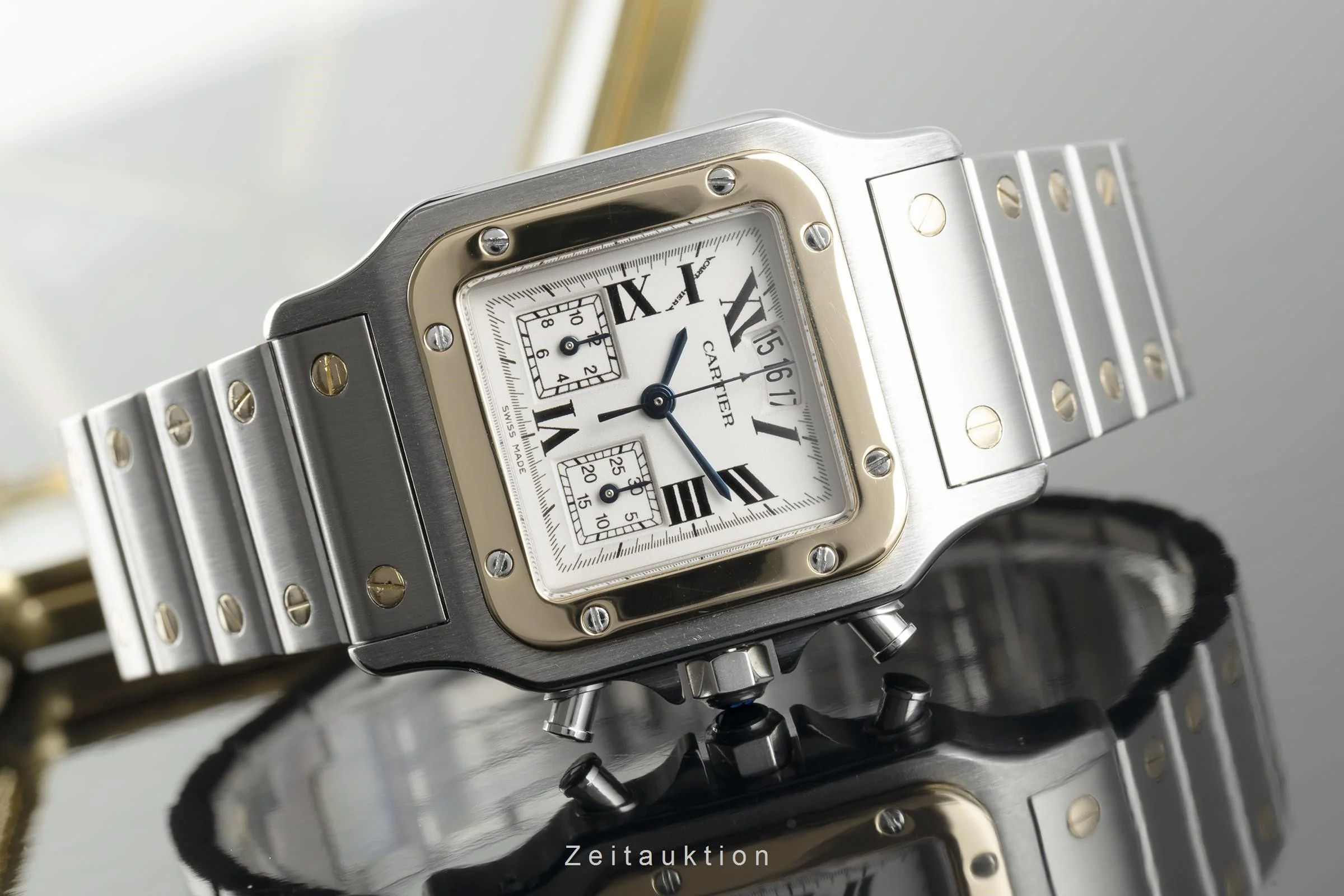 Cartier Santos chronograph steel / gold quartz men's watch 2425  [2107771] - Image 2