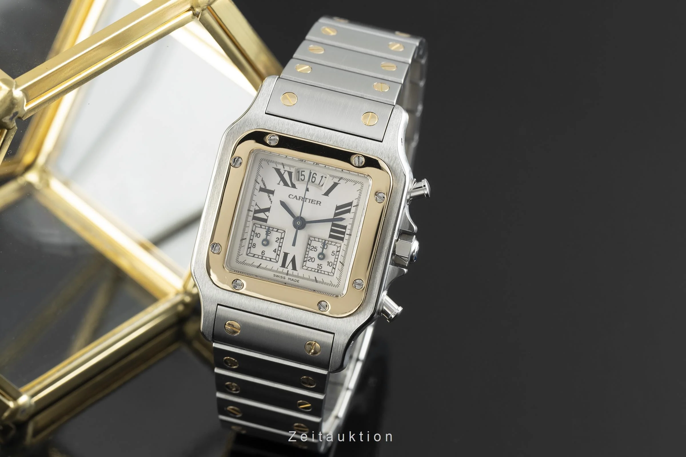 Cartier Santos chronograph steel / gold quartz men's watch 2425  [2107771] - Image 3