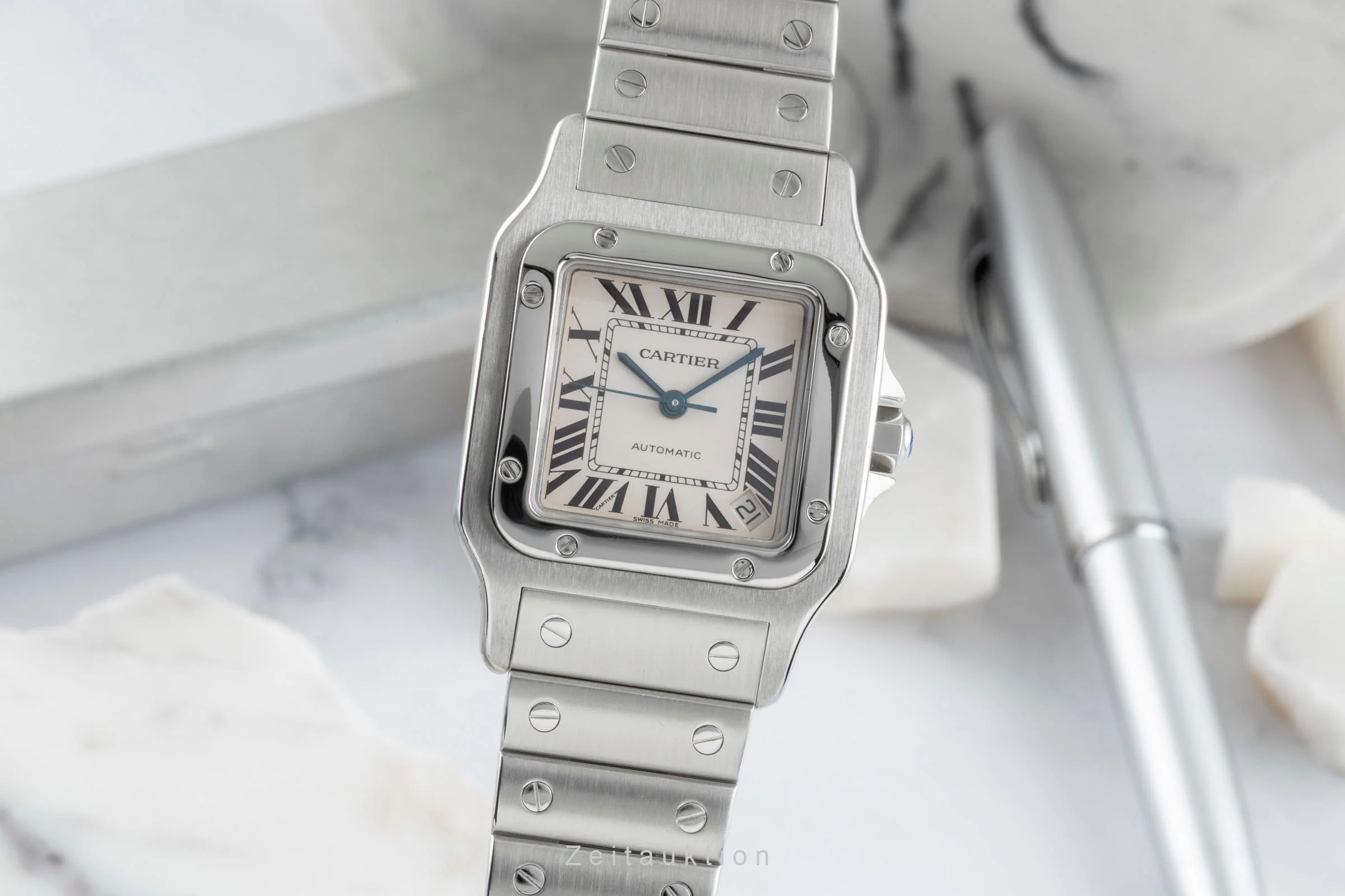Cartier Santos steel automatic men's watch 2823  [2504987] - Image 2
