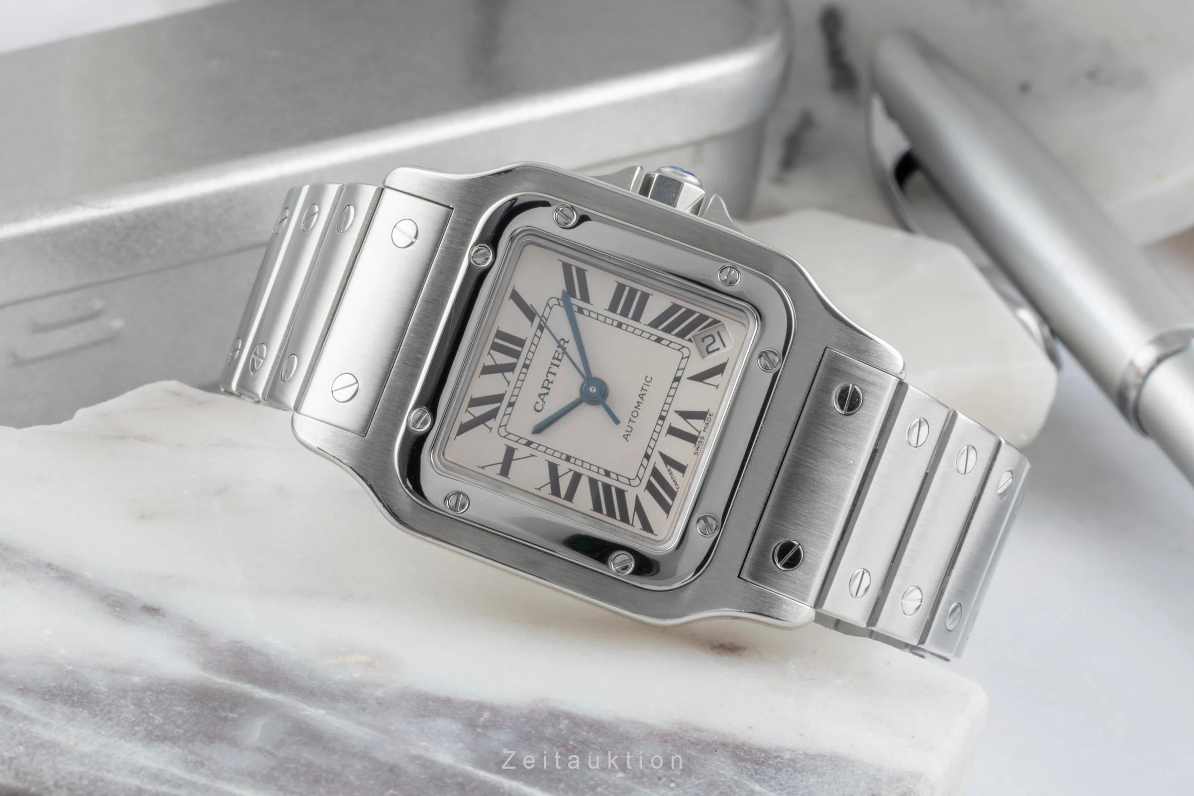 Cartier Santos steel automatic men's watch 2823  [2504987] - Image 3
