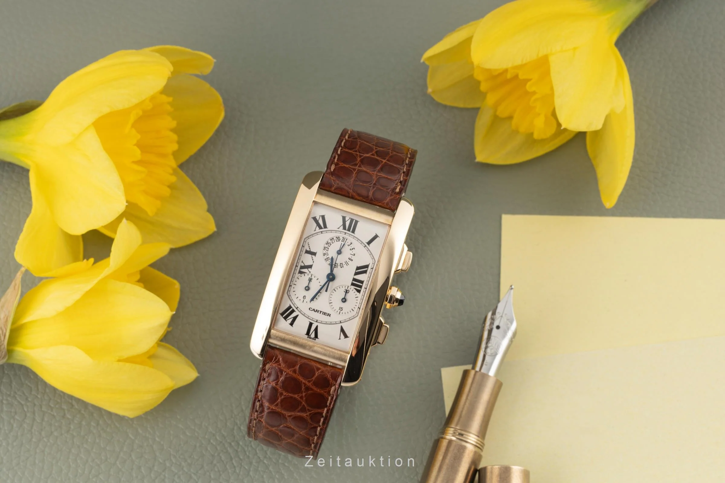 Cartier Tank Américaine chronograph 18 ct gold quartz men's watch W2601156, 1730  [2400299] - Image 11