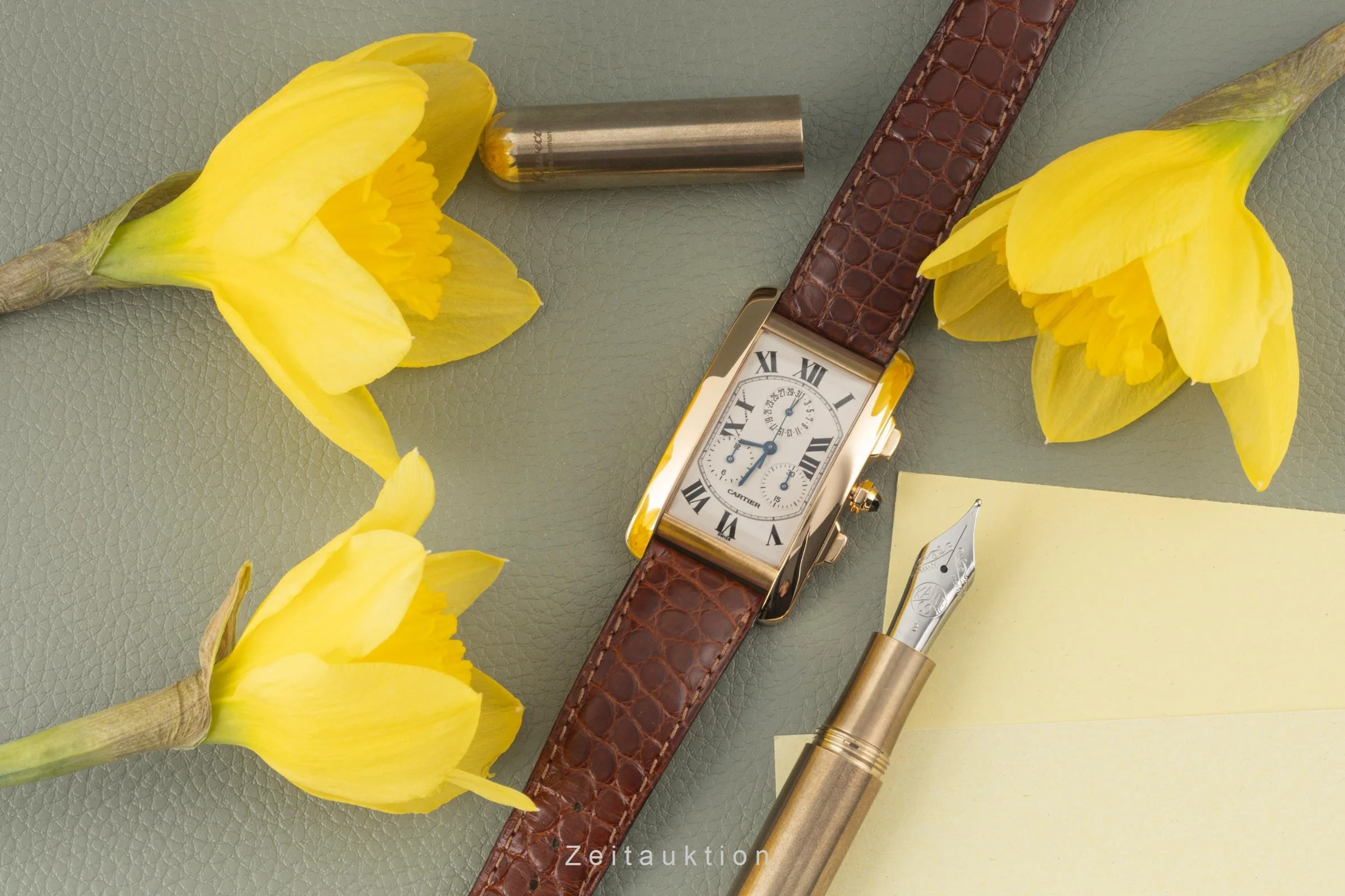 Cartier Tank Américaine chronograph 18 ct gold quartz men's watch W2601156, 1730  [2400299] - Image 2