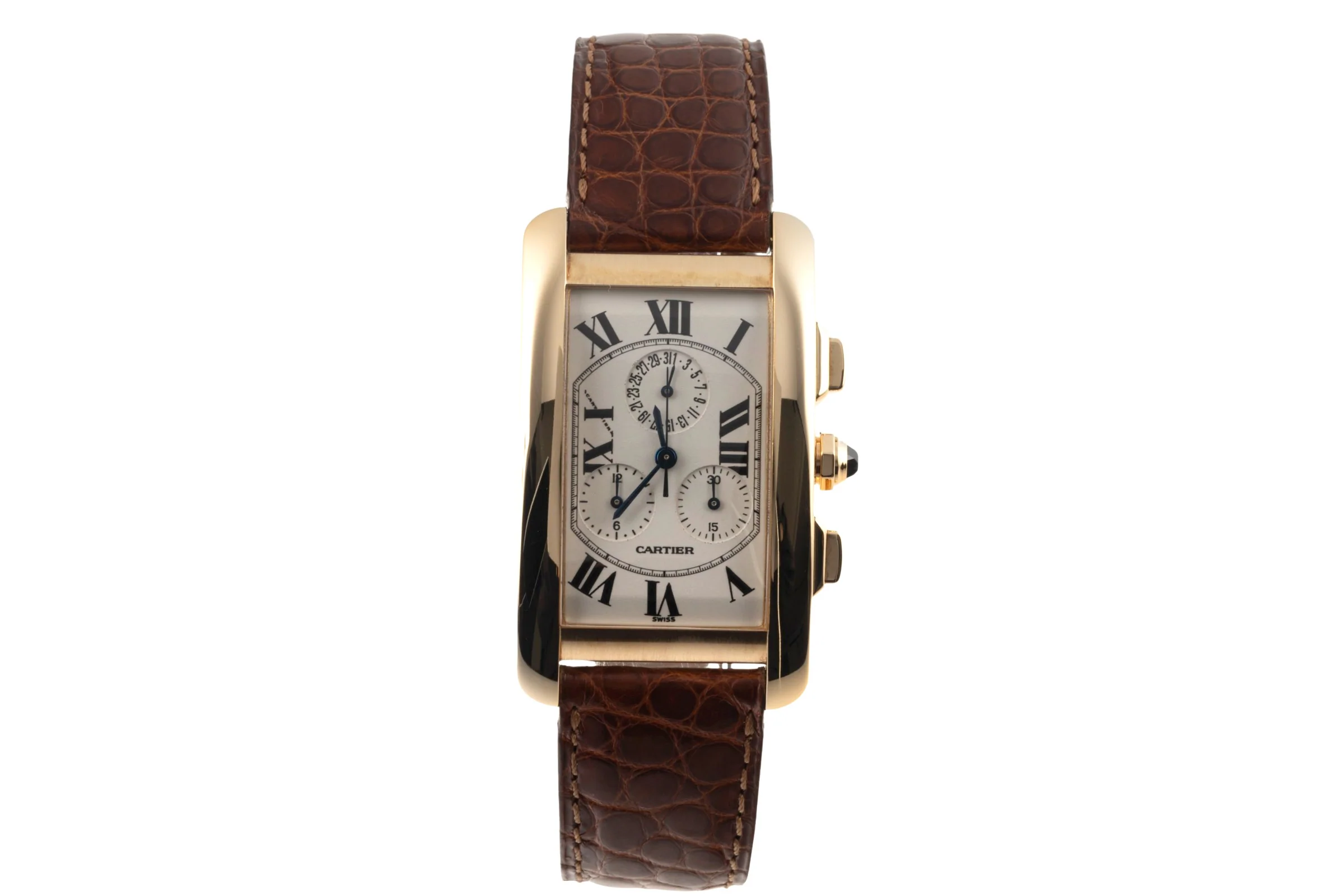 Cartier Tank Américaine chronograph 18 ct gold quartz men's watch W2601156, 1730  [2400299] - Image 4