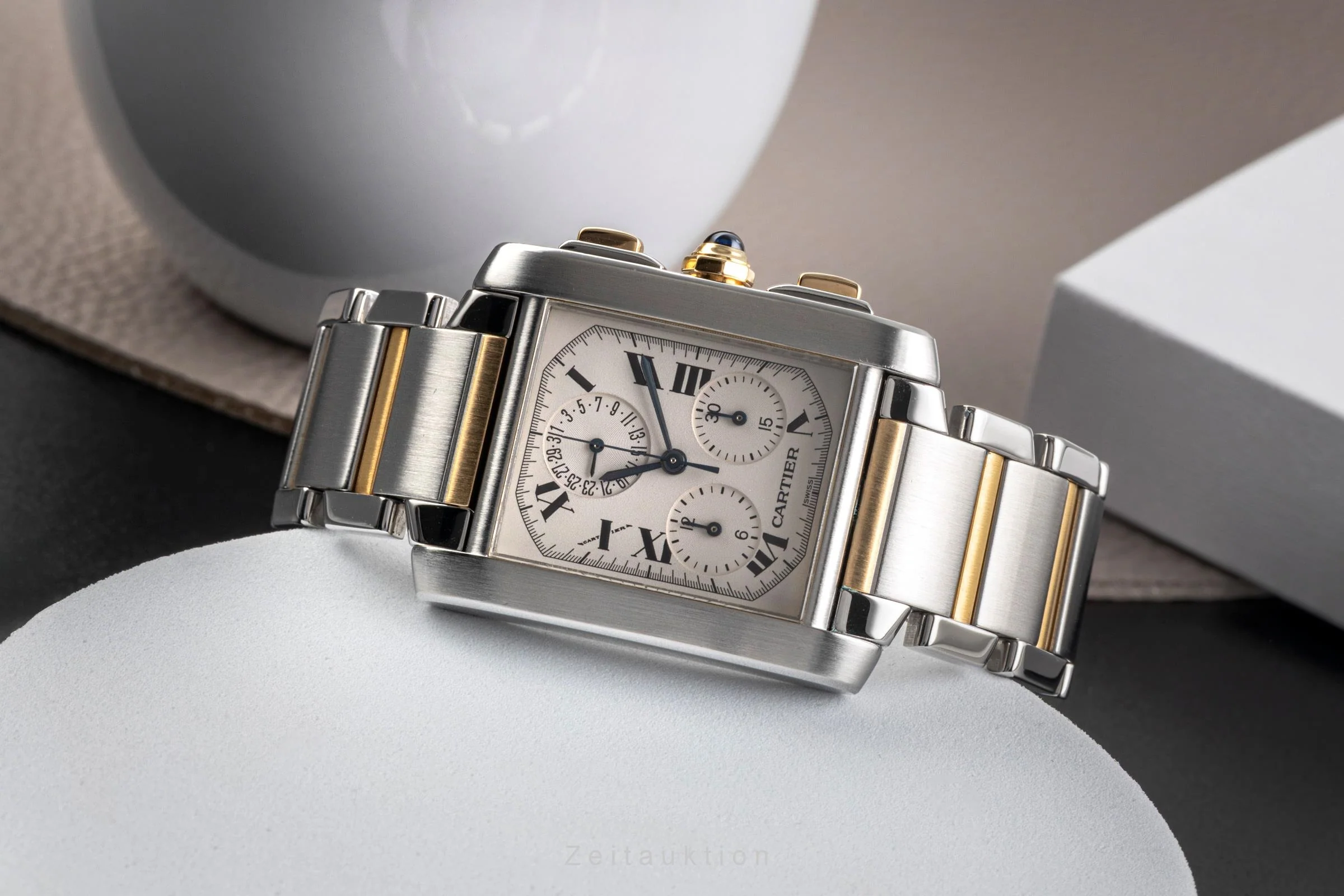Cartier Tank Francaise chronograph steel / gold quartz men's watch W51004Q4  [2503097] - Image 3