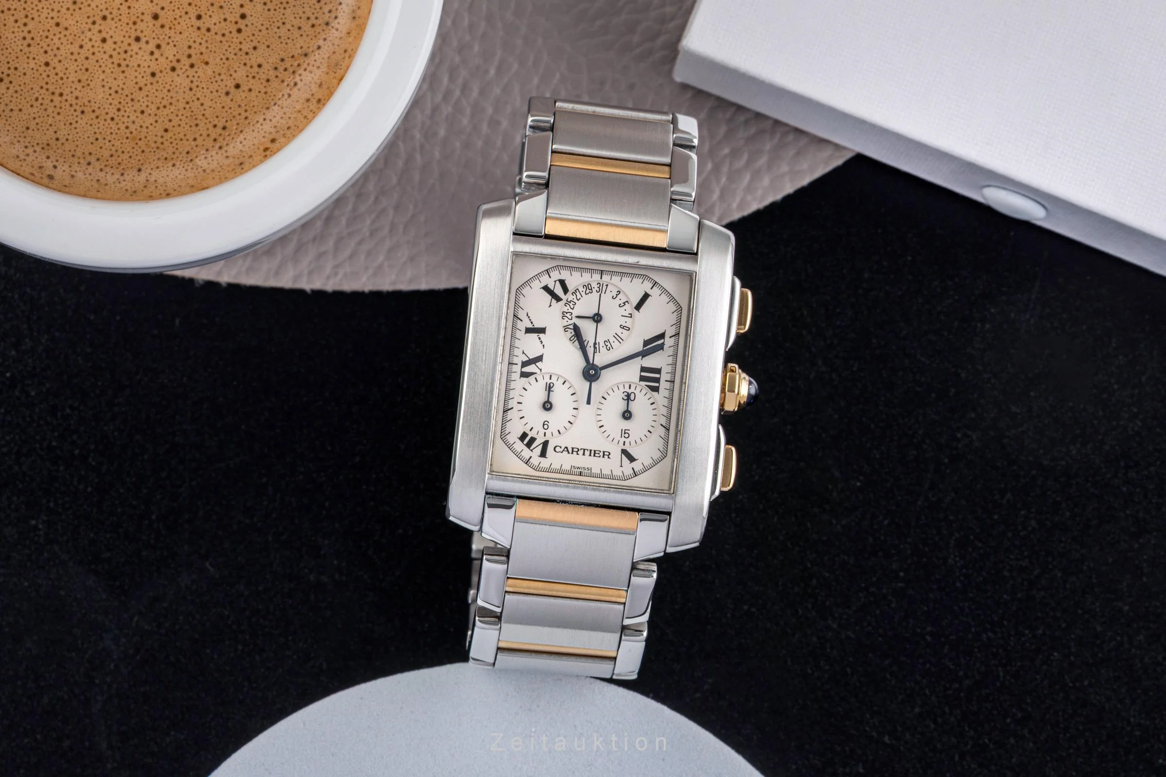 Cartier Tank Francaise chronograph steel / gold quartz men's watch W51004Q4  [2503097] - Image 4